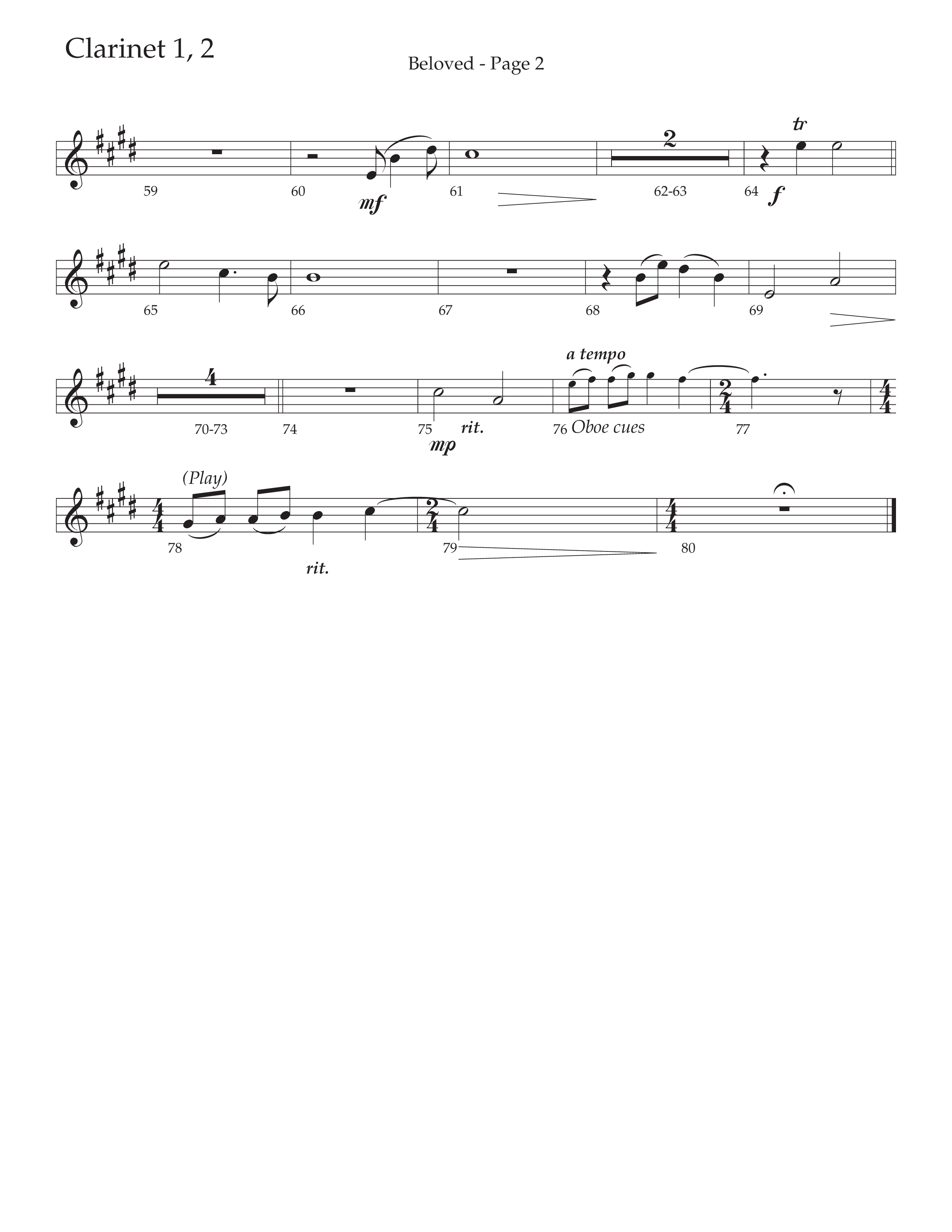Beloved (Choral Anthem SATB) Clarinet 1/2 (Daywind Worship / Arr. Russell Mauldin)