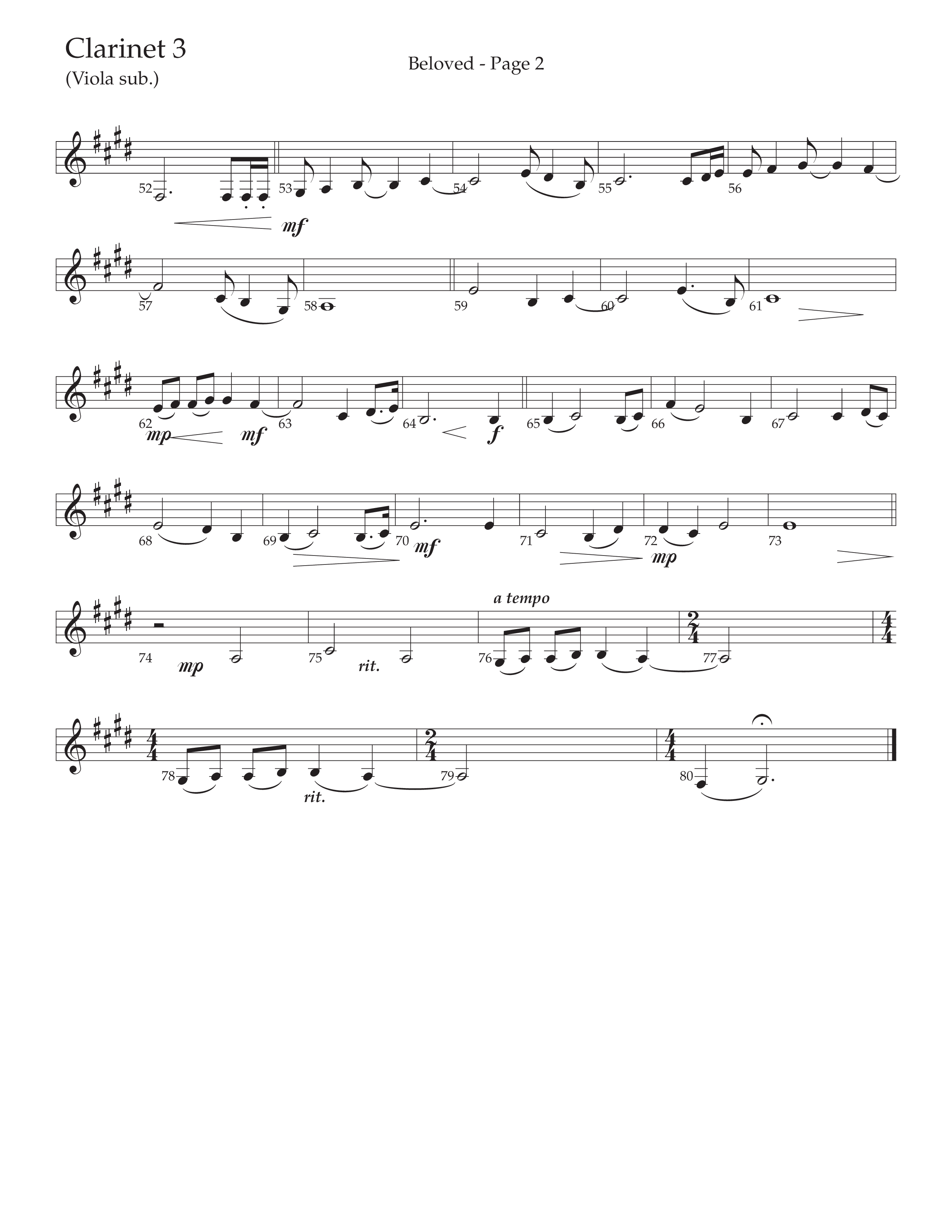 Beloved (Choral Anthem SATB) Clarinet 3 (Daywind Worship / Arr. Russell Mauldin)