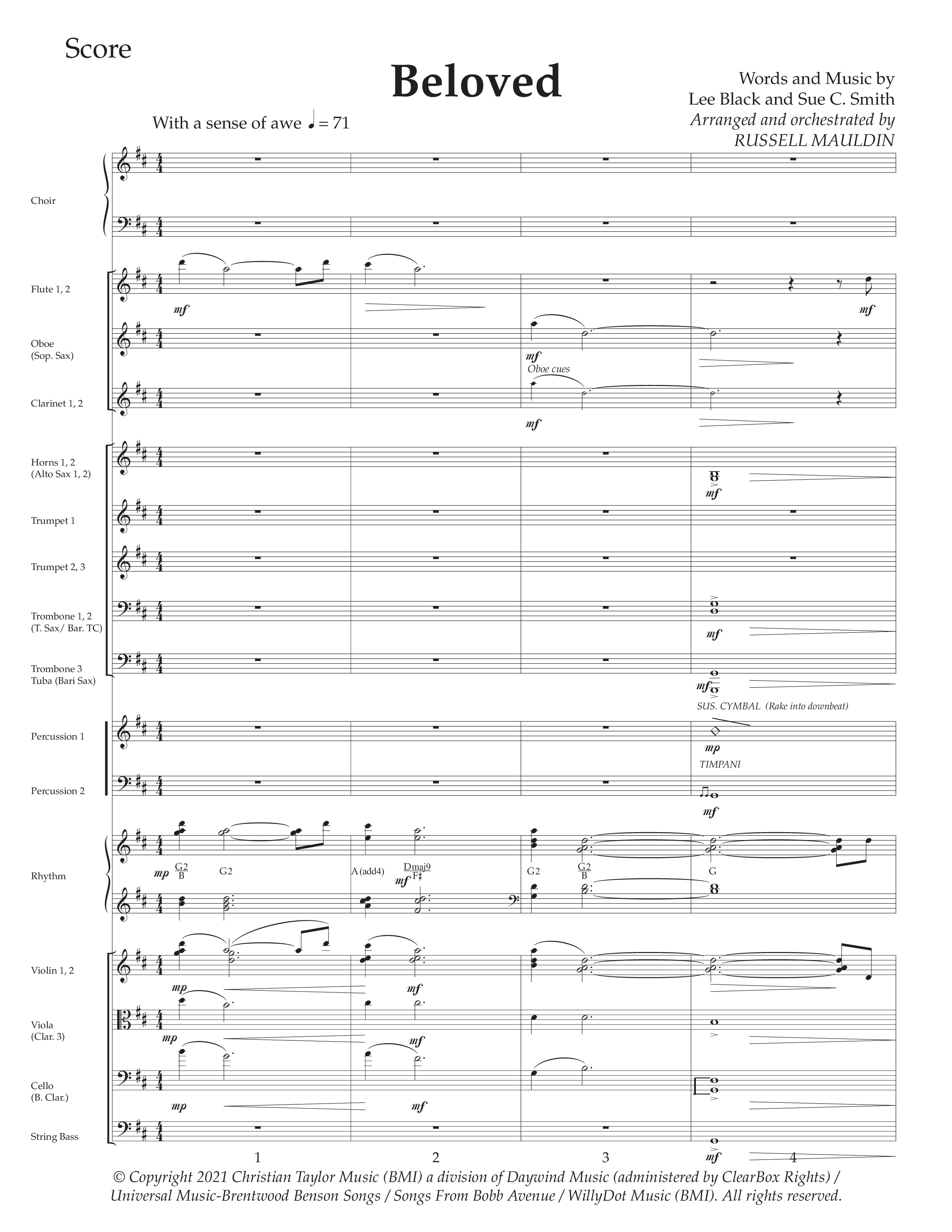 Beloved (Choral Anthem SATB) Conductor's Score (Daywind Worship / Arr. Russell Mauldin)
