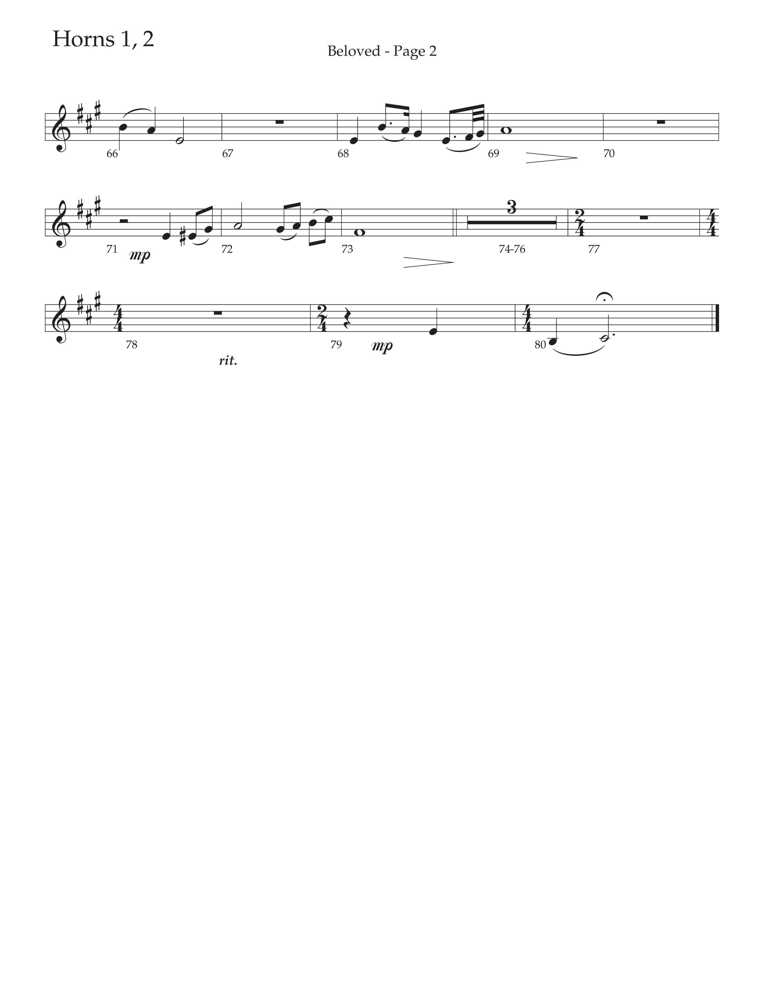 Beloved (Choral Anthem SATB) French Horn 1/2 (Daywind Worship / Arr. Russell Mauldin)