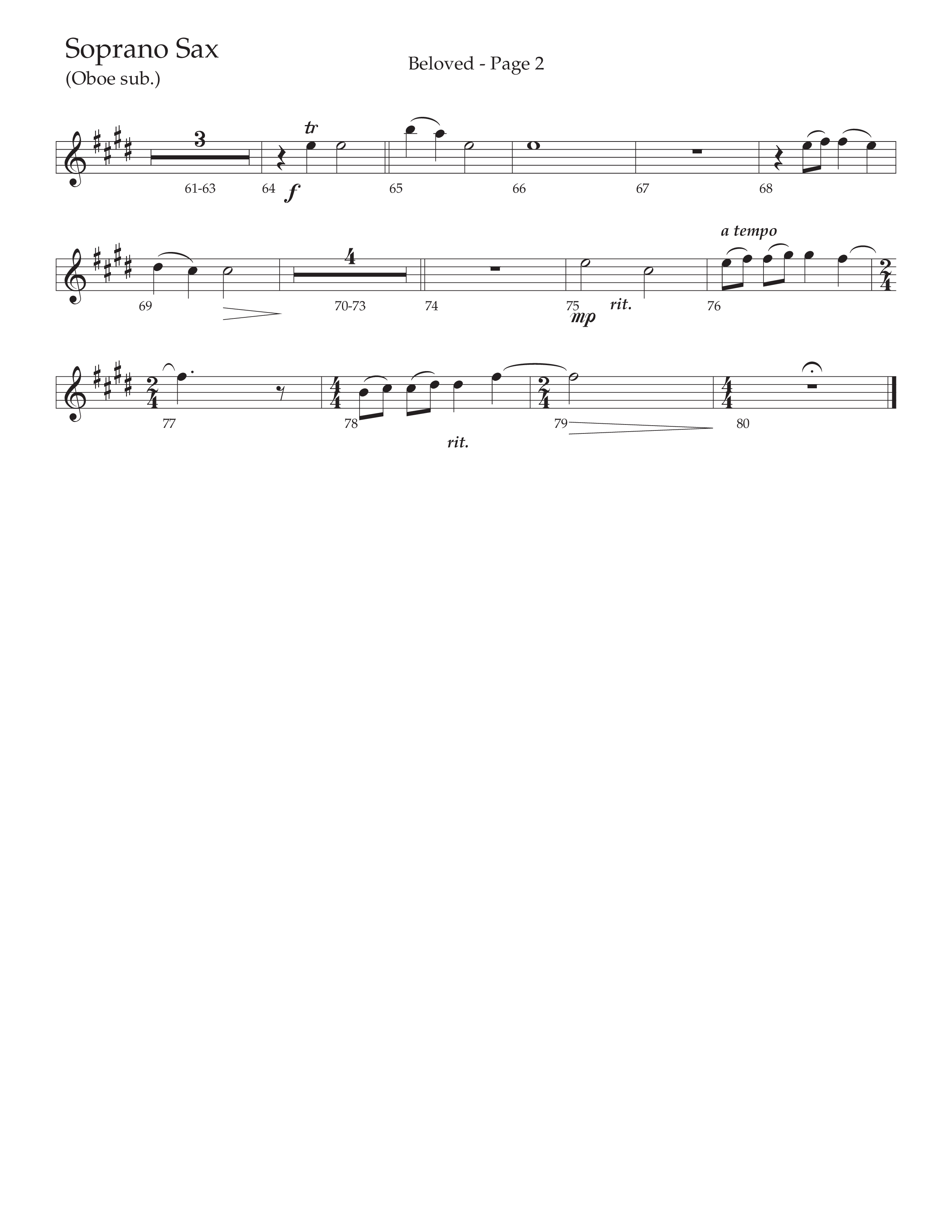Beloved (Choral Anthem SATB) Soprano Sax (Daywind Worship / Arr. Russell Mauldin)