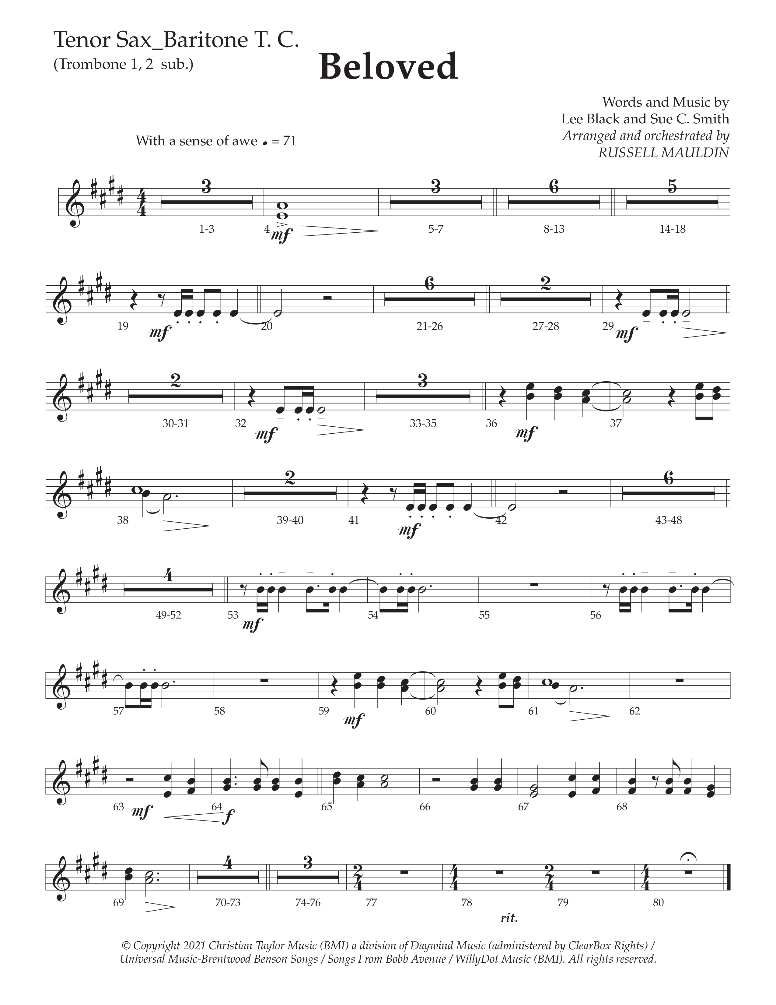 Beloved (Choral Anthem SATB) Tenor Sax/Baritone T.C. (Daywind Worship / Arr. Russell Mauldin)