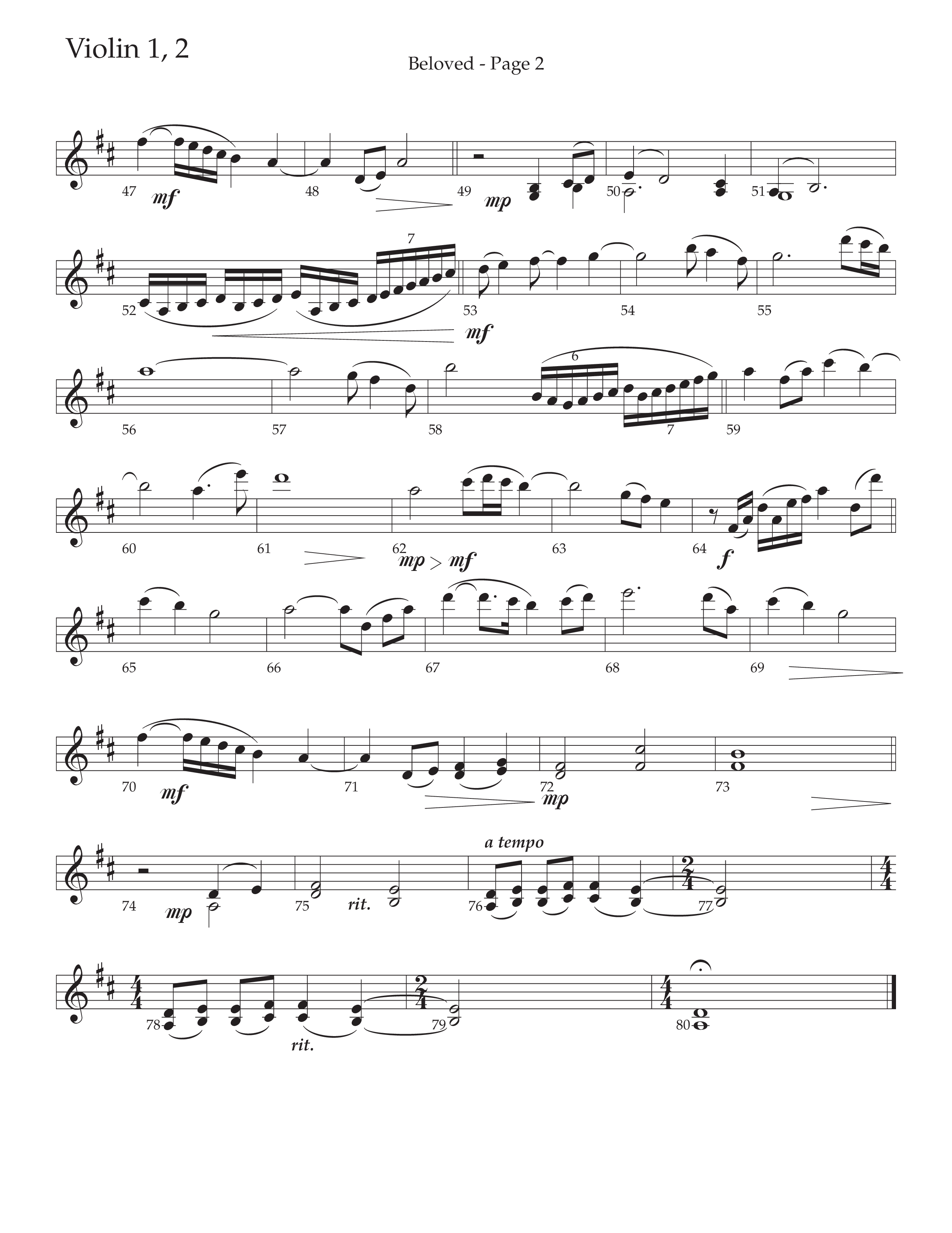 Beloved (Choral Anthem SATB) Violin 1/2 (Daywind Worship / Arr. Russell Mauldin)
