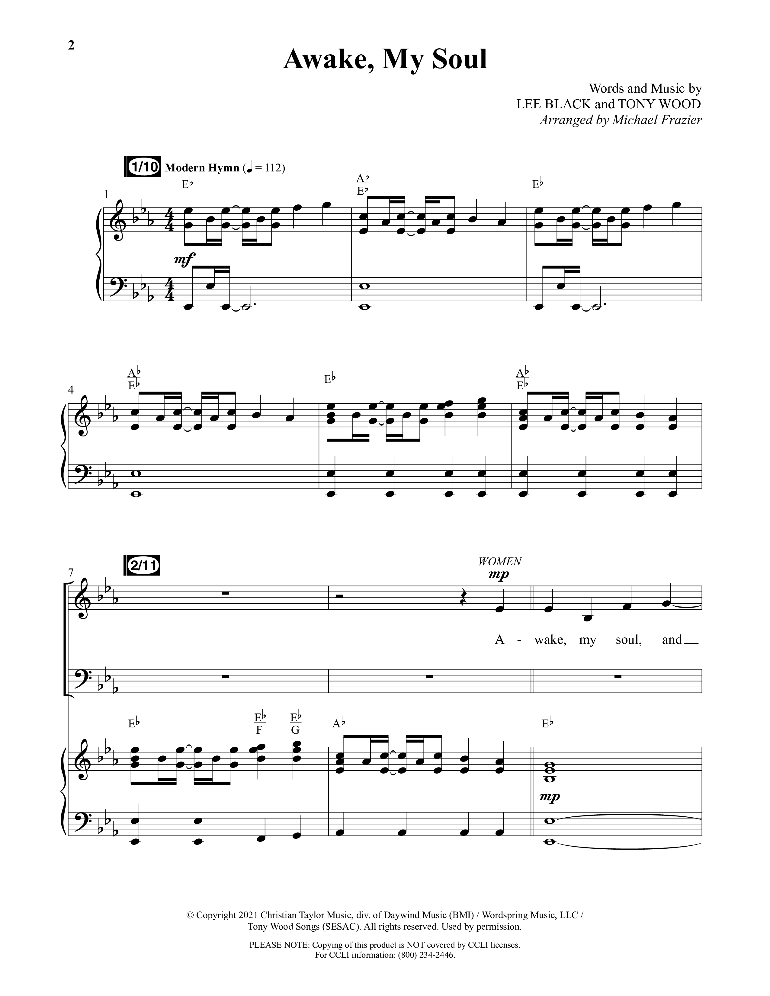 Awake My Soul (Choral Anthem SATB) Anthem (SATB/Piano) (Daywind Worship / Arr. Michael Frazier)