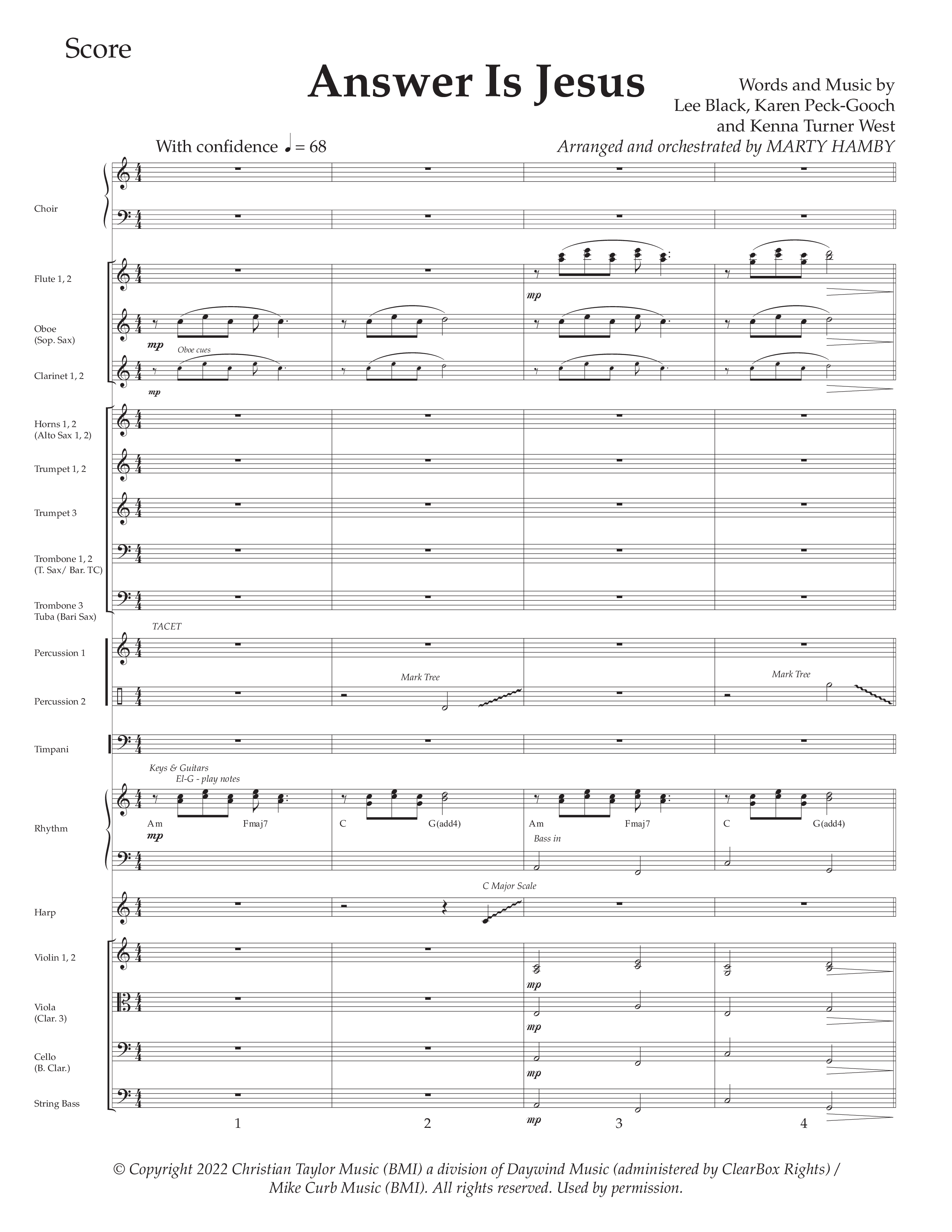 Answer Is Jesus (Choral Anthem SATB) Conductor's Score (Daywind Worship / Arr. Marty Hamby)
