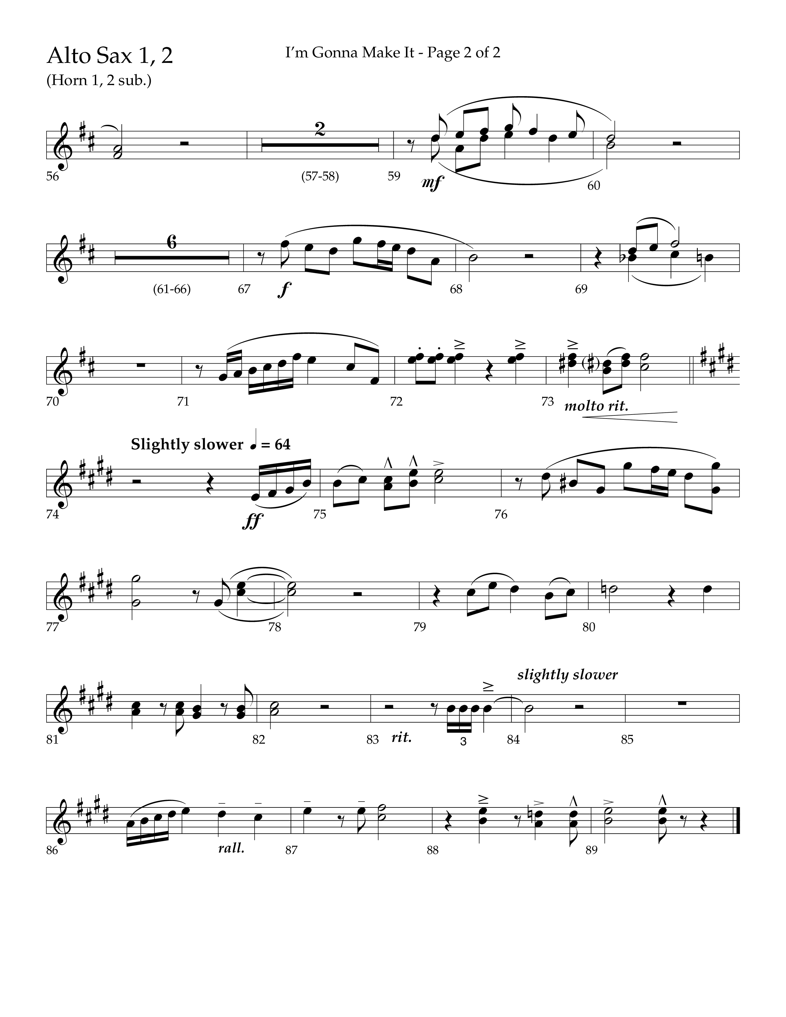 I'm Gonna Make It (Choral Anthem SATB) Alto Sax 1/2 (Lifeway Choral / Arr. J. Daniel Smith)