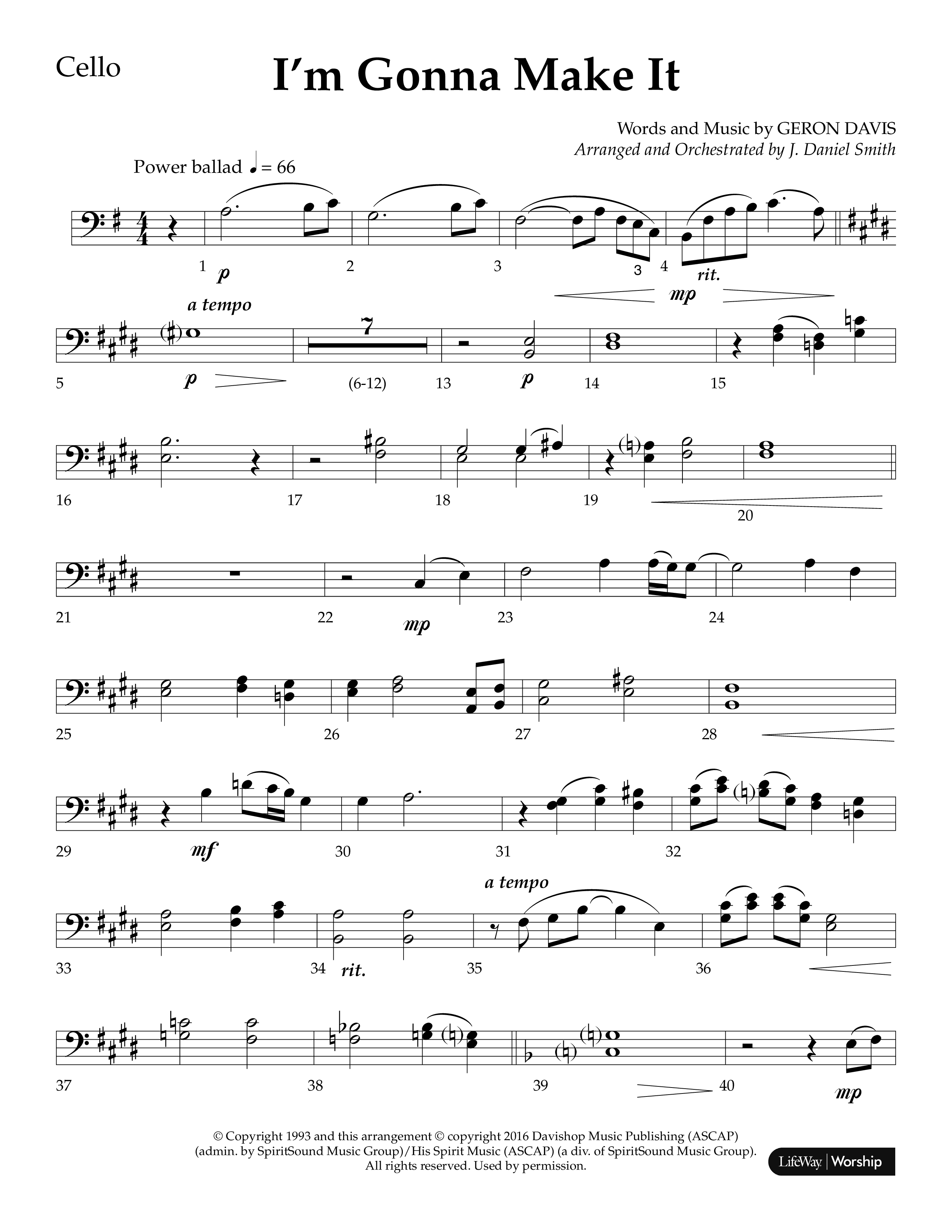 I'm Gonna Make It (Choral Anthem SATB) Cello (Lifeway Choral / Arr. J. Daniel Smith)