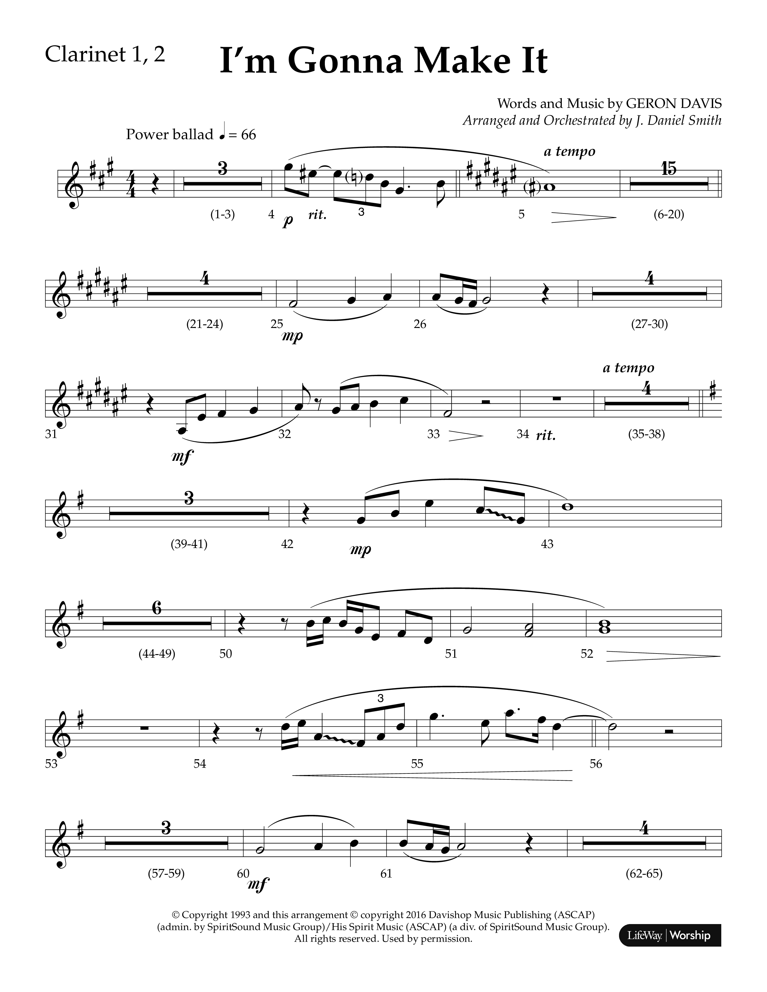 I'm Gonna Make It (Choral Anthem SATB) Clarinet 1/2 (Lifeway Choral / Arr. J. Daniel Smith)