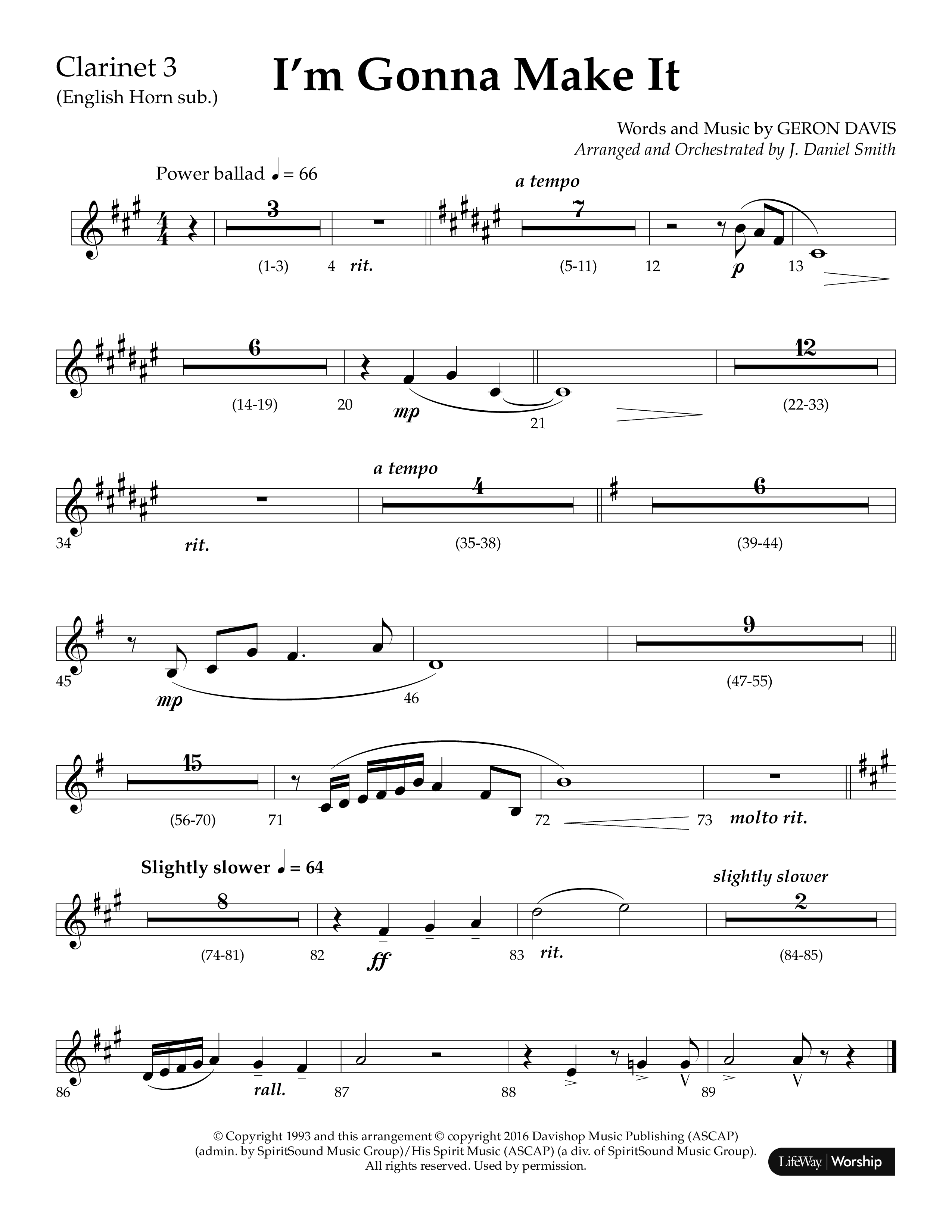 I'm Gonna Make It (Choral Anthem SATB) Clarinet 1/2 (Lifeway Choral / Arr. J. Daniel Smith)
