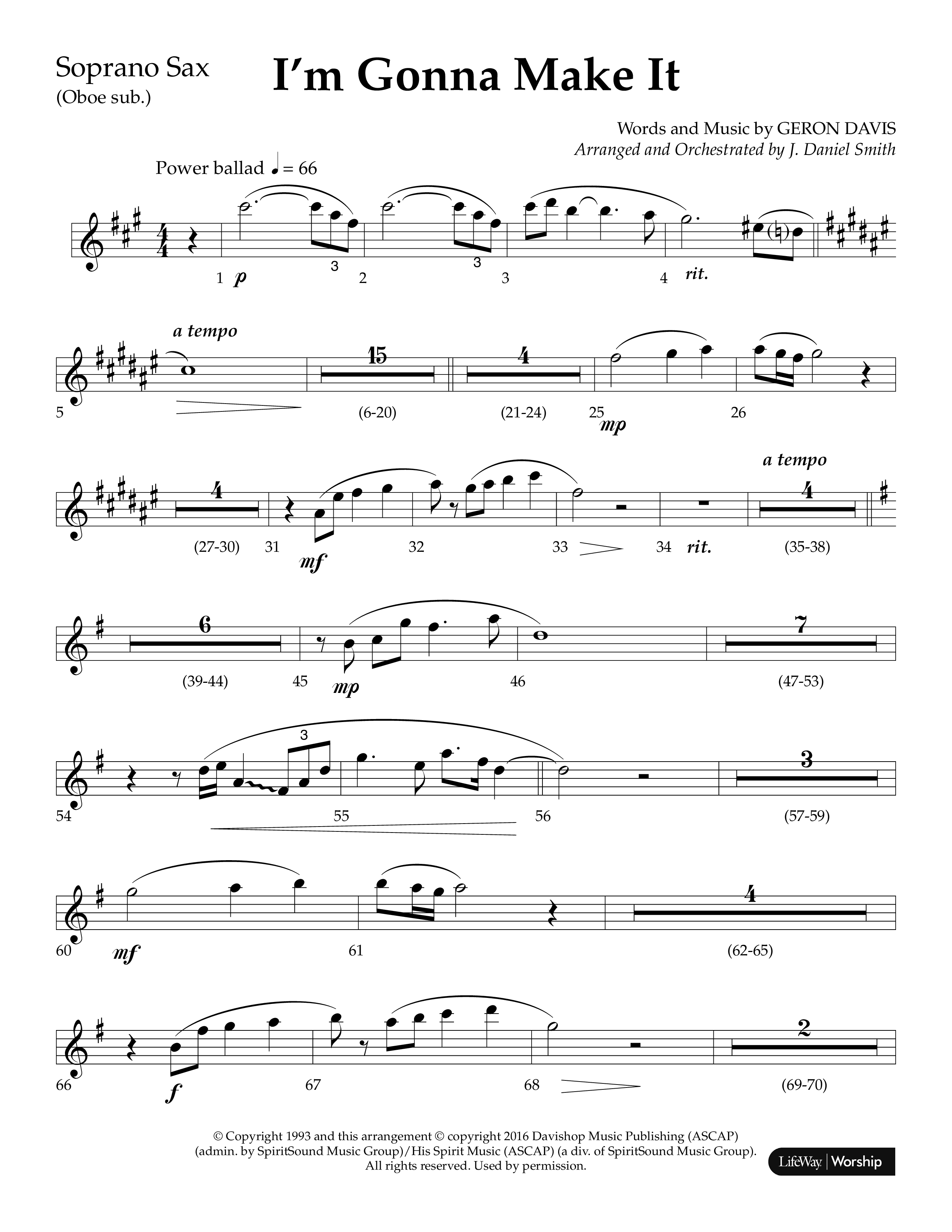 I'm Gonna Make It (Choral Anthem SATB) Soprano Sax (Lifeway Choral / Arr. J. Daniel Smith)
