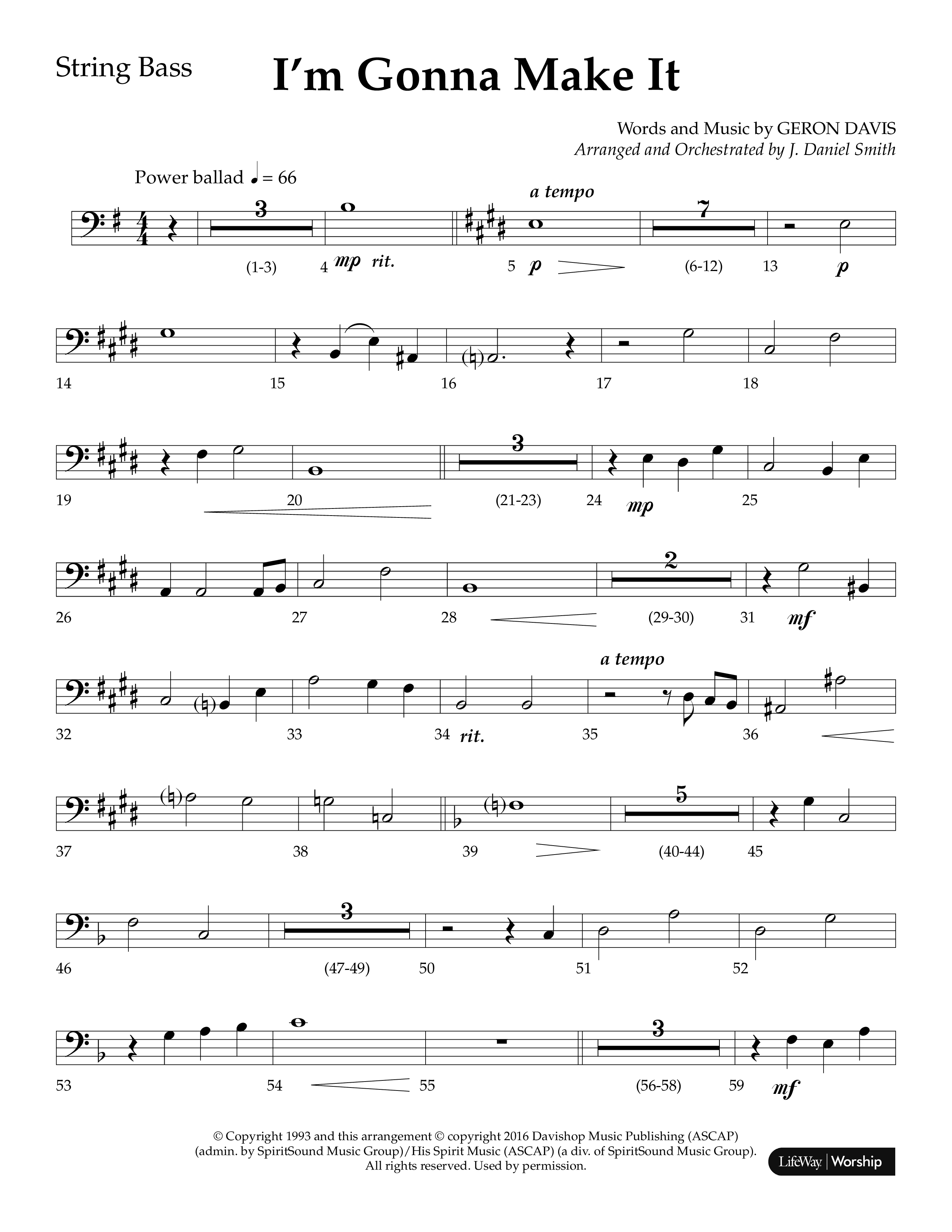 I'm Gonna Make It (Choral Anthem SATB) String Bass (Lifeway Choral / Arr. J. Daniel Smith)