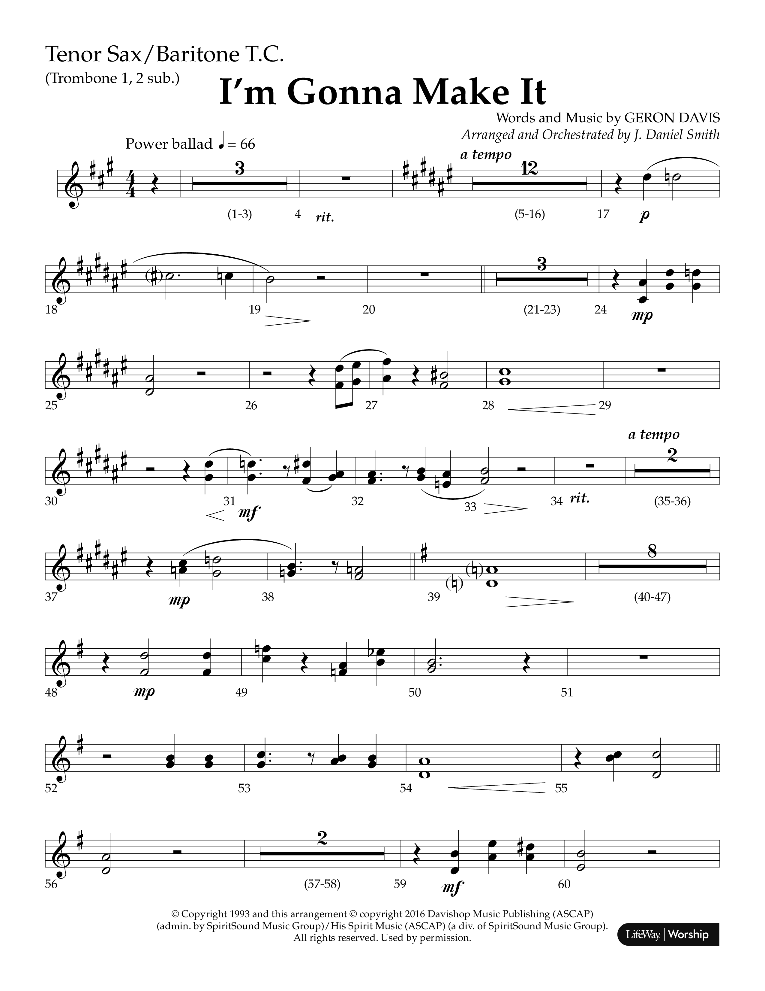 I'm Gonna Make It (Choral Anthem SATB) Tenor Sax/Baritone T.C. (Lifeway Choral / Arr. J. Daniel Smith)