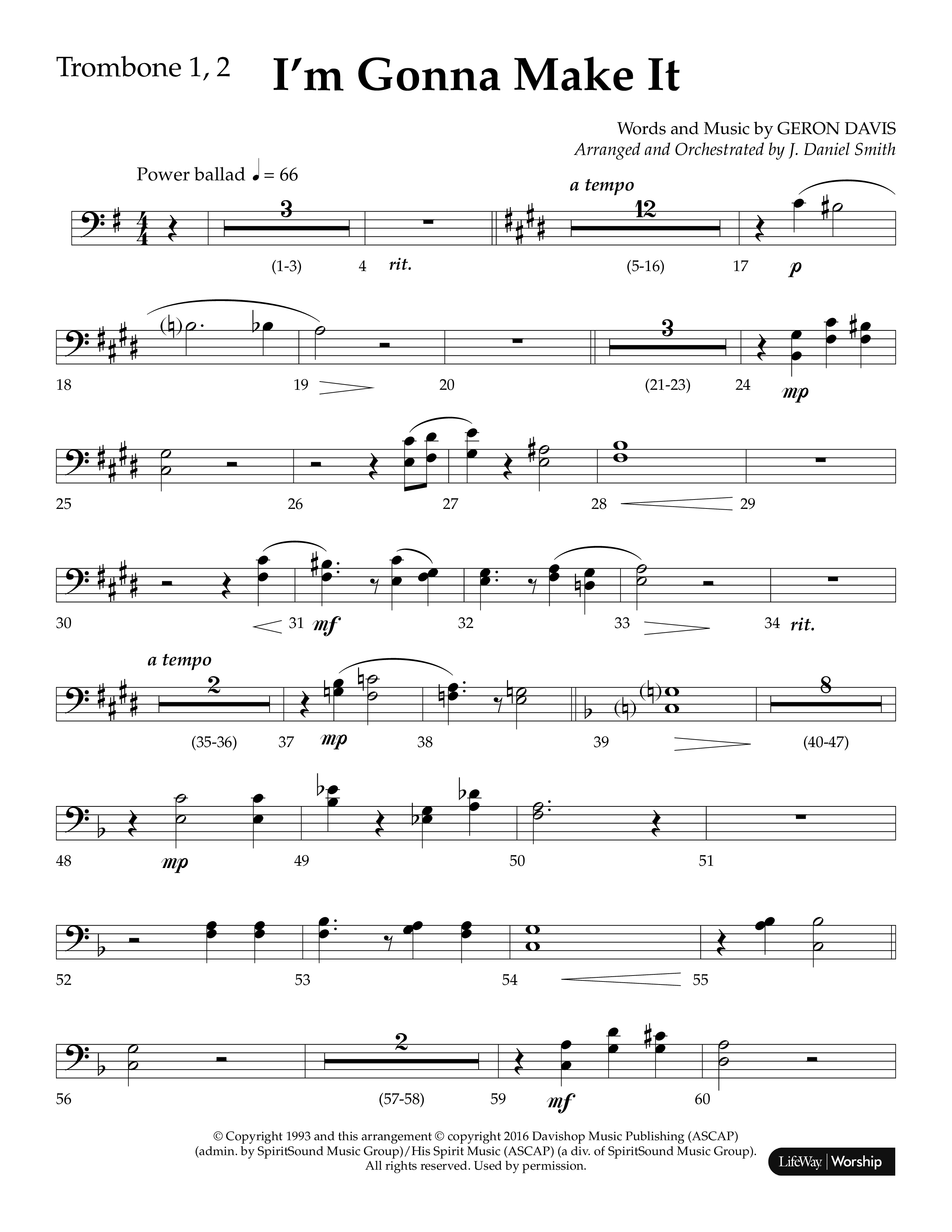 I'm Gonna Make It (Choral Anthem SATB) Trombone 1/2 (Lifeway Choral / Arr. J. Daniel Smith)