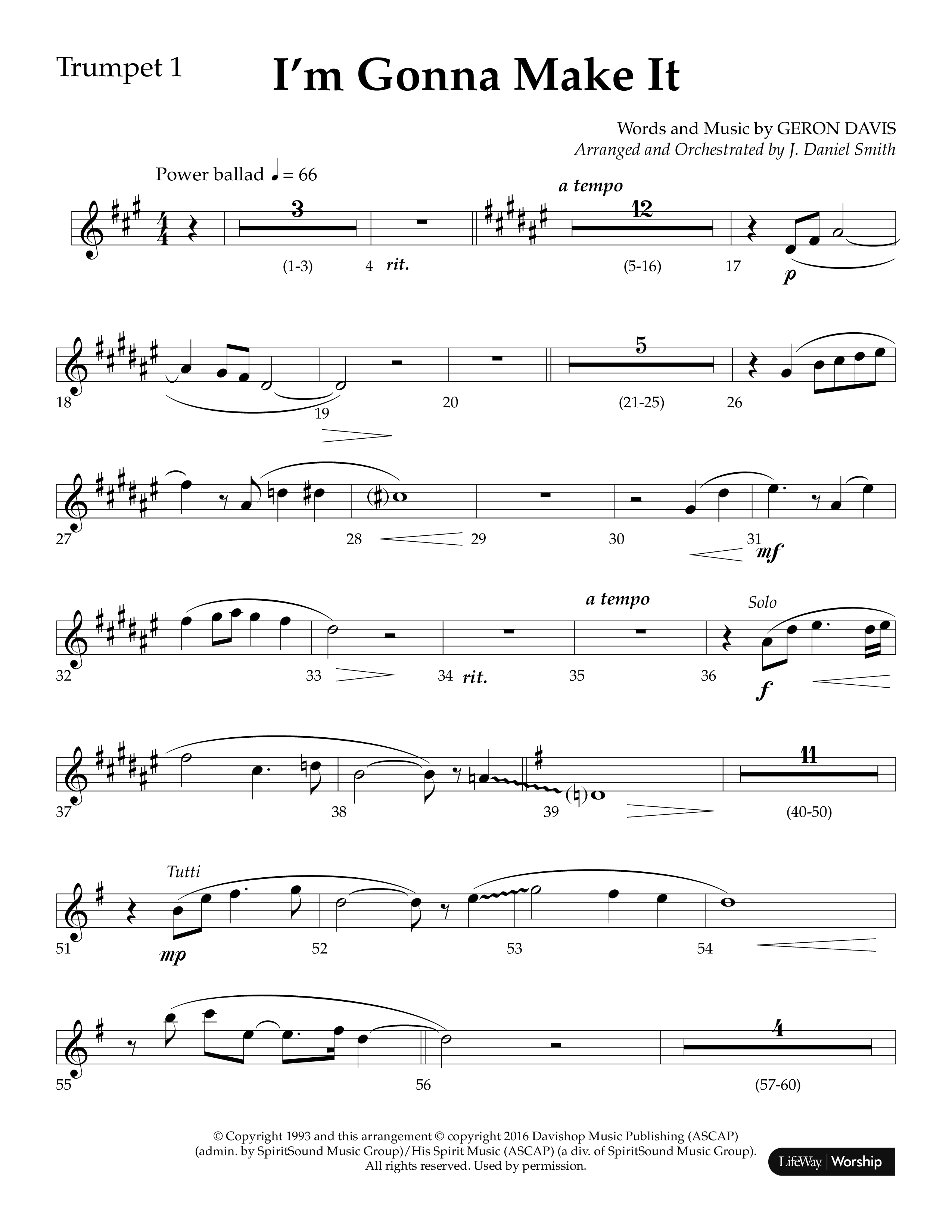 I'm Gonna Make It (Choral Anthem SATB) Trumpet 1 (Lifeway Choral / Arr. J. Daniel Smith)