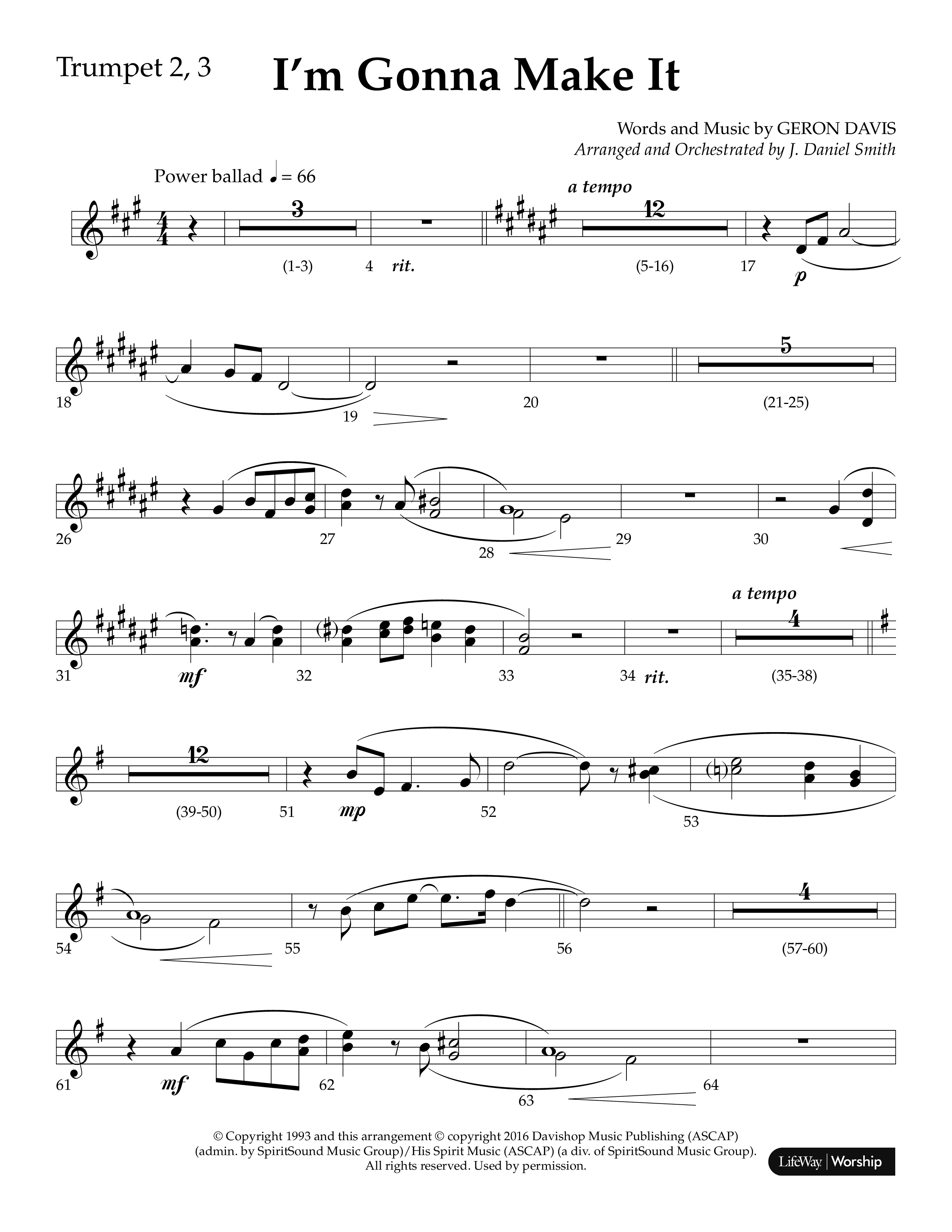 I'm Gonna Make It (Choral Anthem SATB) Trumpet 2/3 (Lifeway Choral / Arr. J. Daniel Smith)