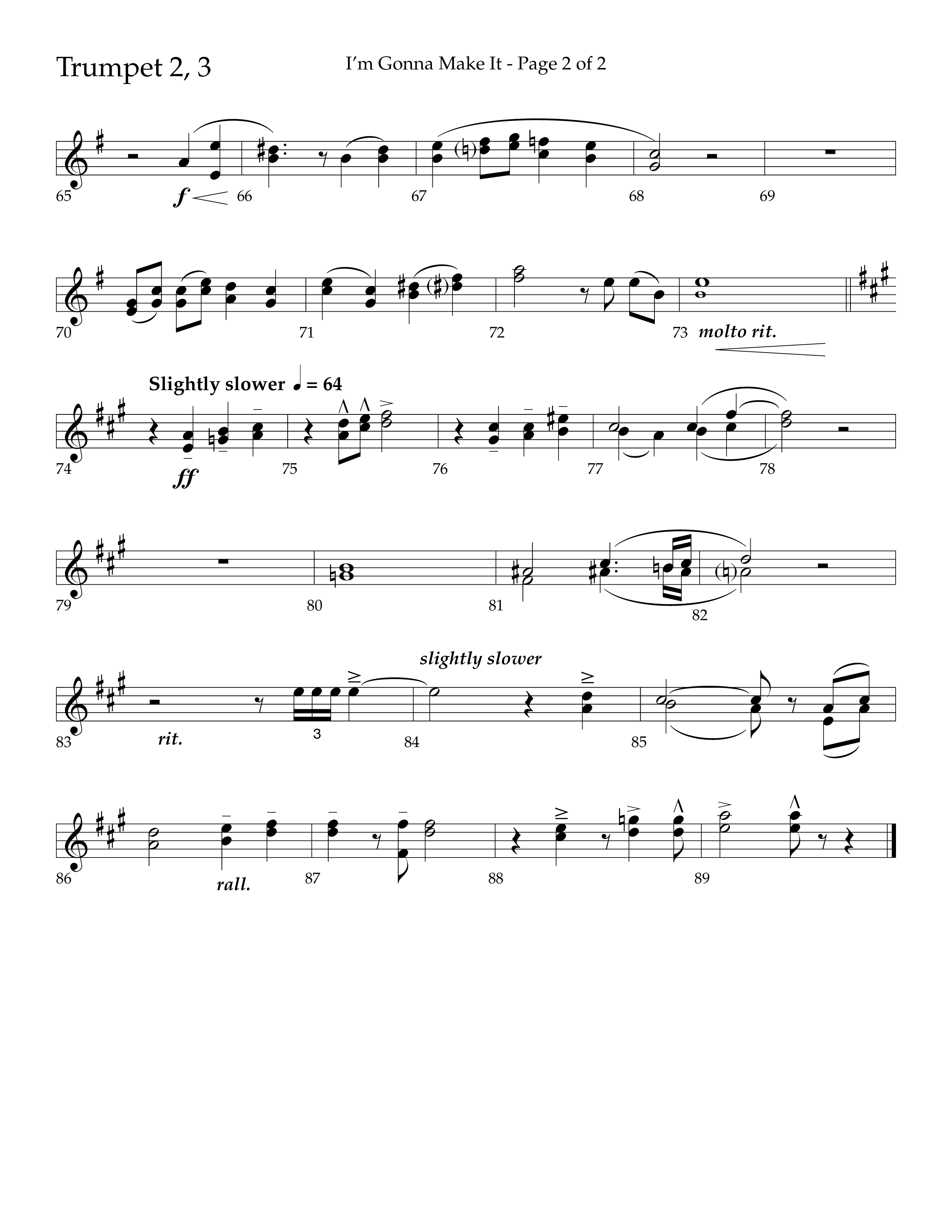 I'm Gonna Make It (Choral Anthem SATB) Trumpet 2/3 (Lifeway Choral / Arr. J. Daniel Smith)