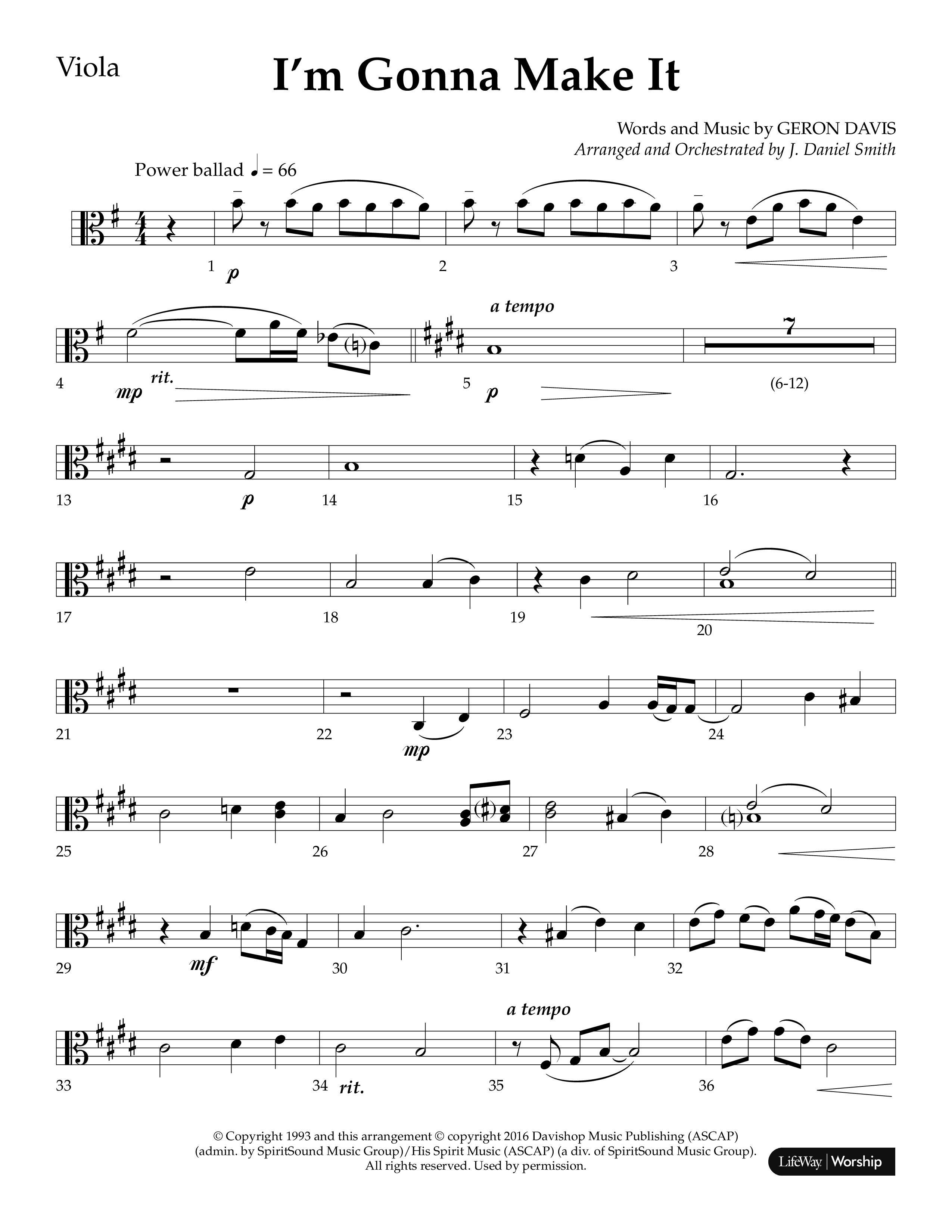 I'm Gonna Make It (Choral Anthem SATB) Viola (Lifeway Choral / Arr. J. Daniel Smith)