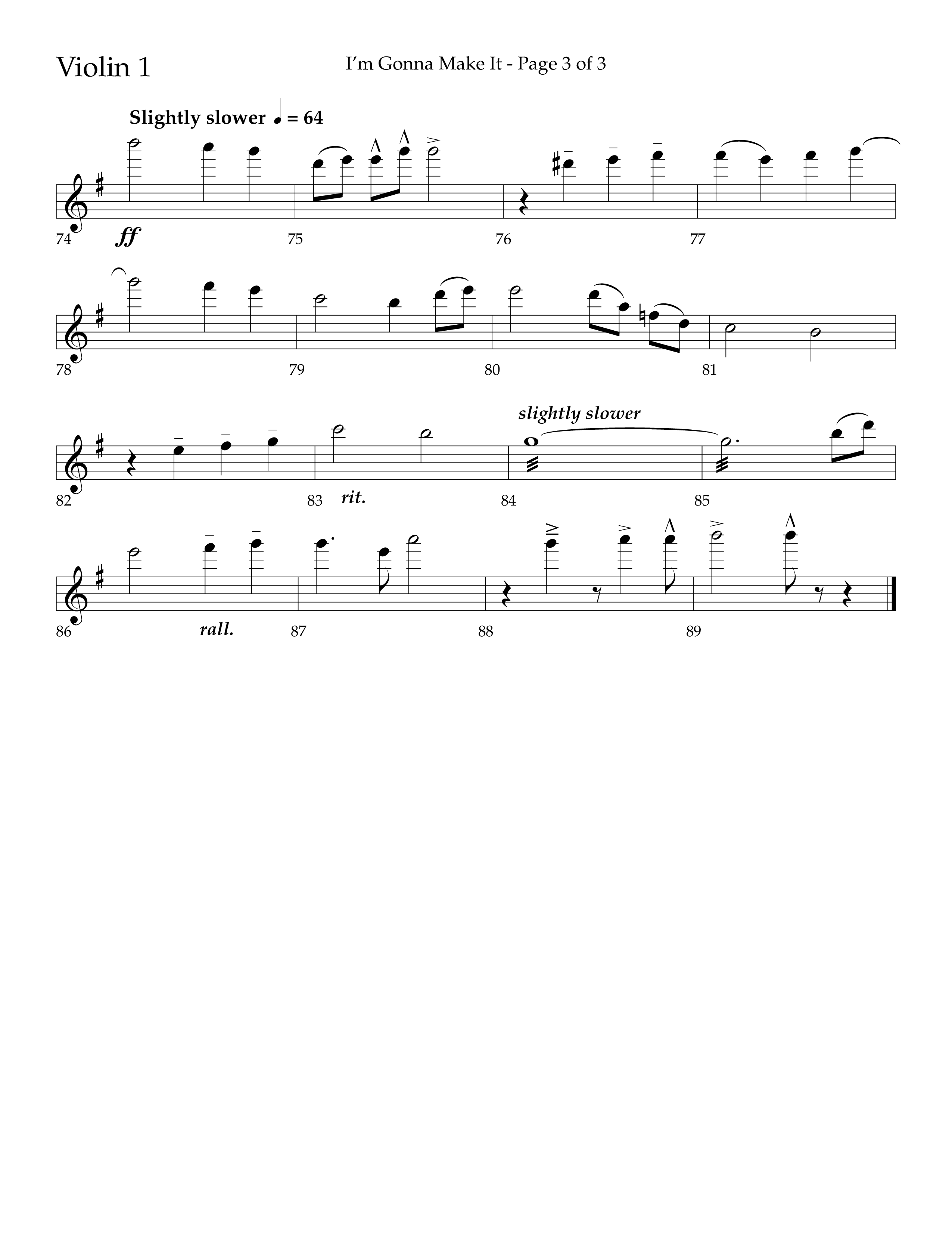 I'm Gonna Make It (Choral Anthem SATB) Violin 1 (Lifeway Choral / Arr. J. Daniel Smith)