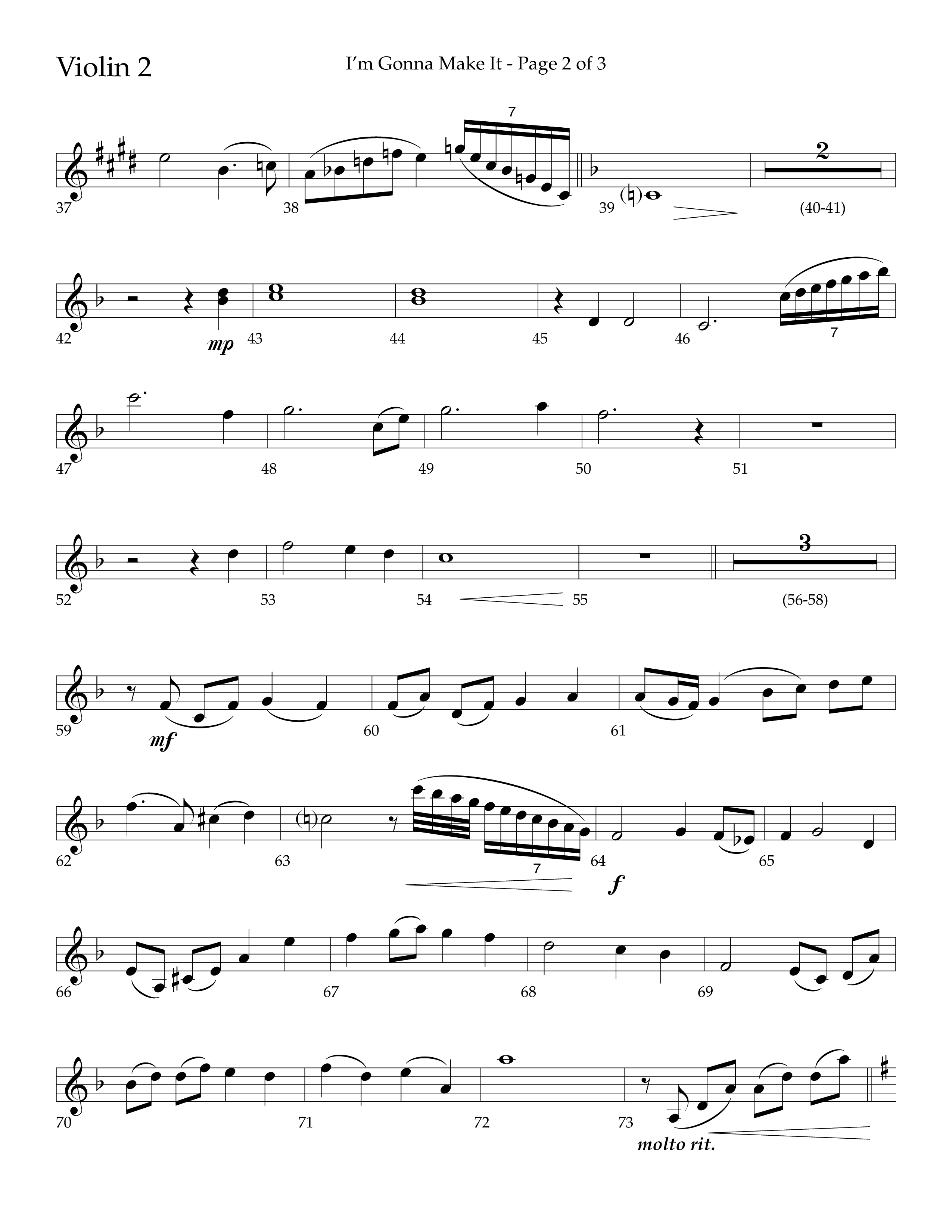 I'm Gonna Make It (Choral Anthem SATB) Violin 2 (Lifeway Choral / Arr. J. Daniel Smith)