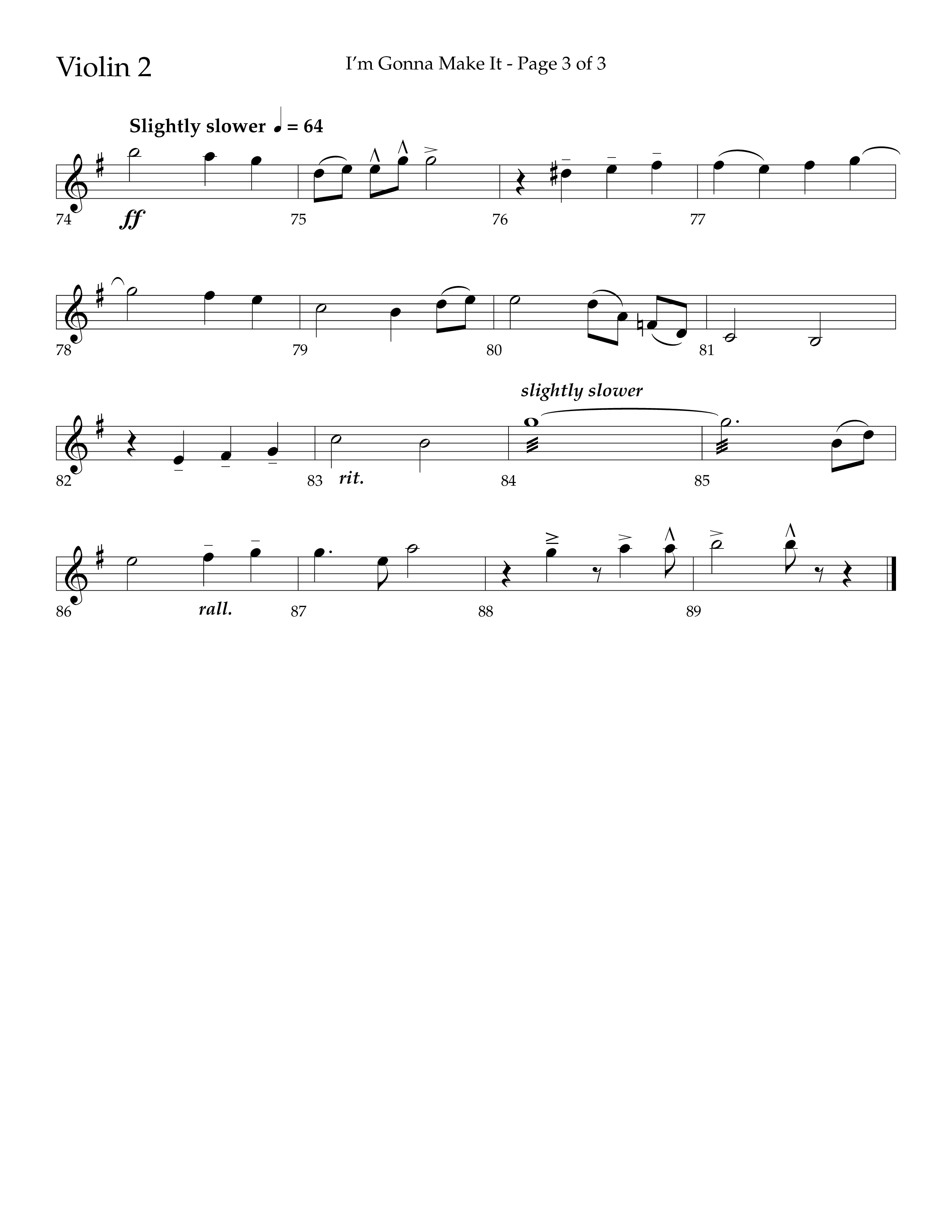 I'm Gonna Make It (Choral Anthem SATB) Violin 2 (Lifeway Choral / Arr. J. Daniel Smith)