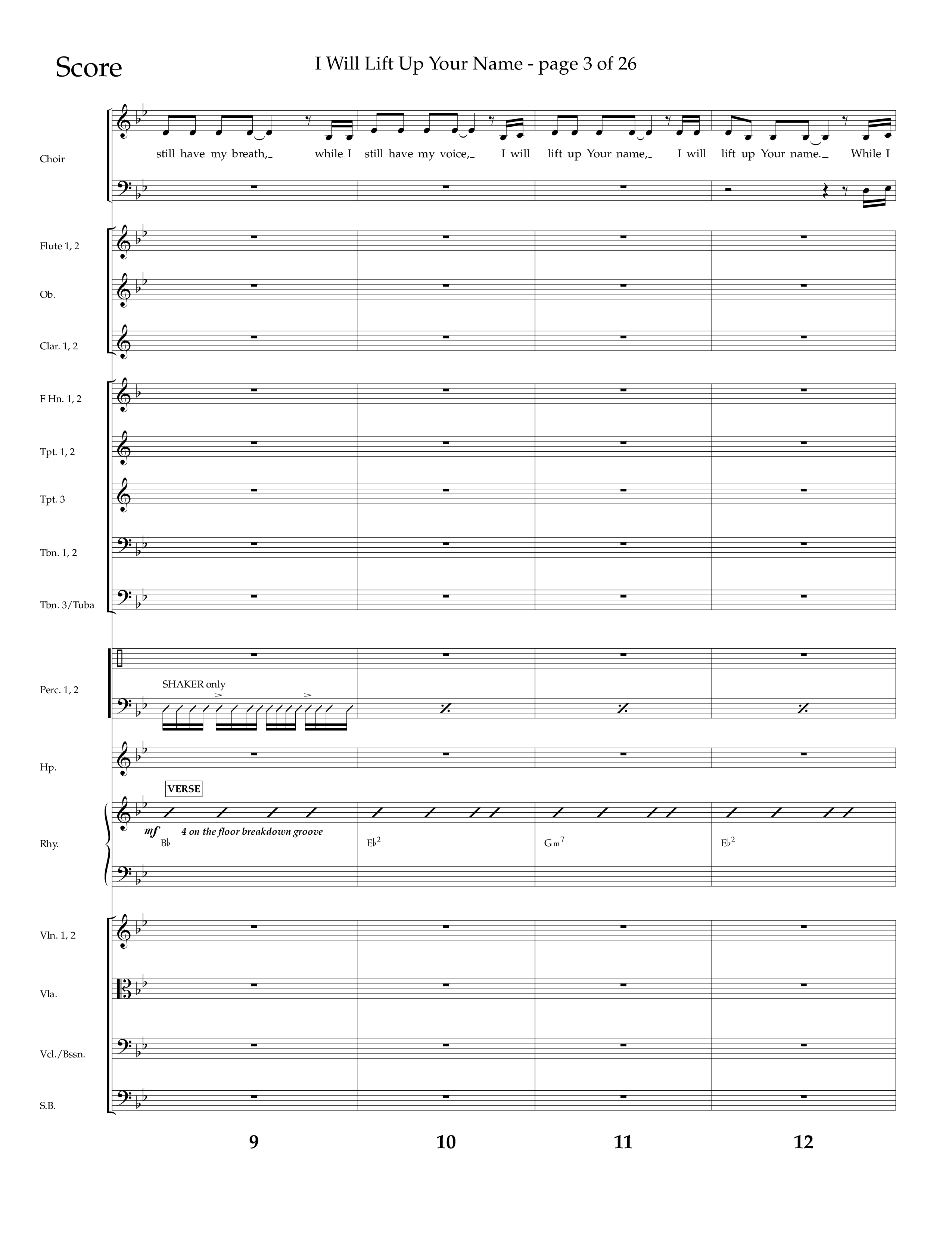 I Will Lift Up Your Name (Choral Anthem SATB) Orchestration (Lifeway Choral / Arr. John Bolin / Orch. Cliff Duren)