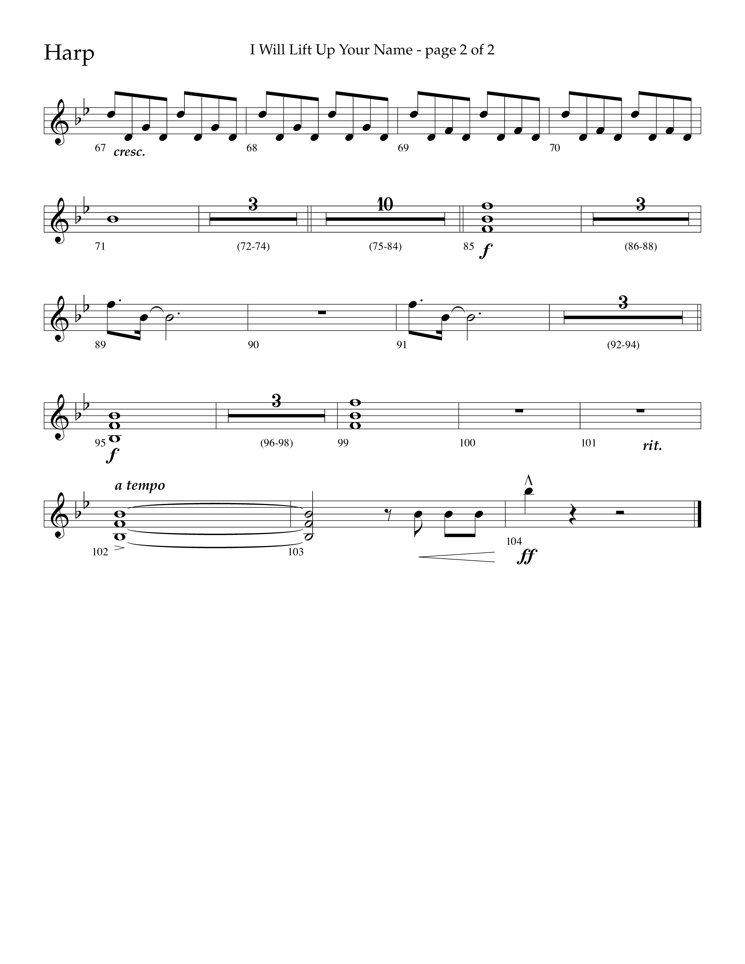 I Will Lift Up Your Name (Choral Anthem SATB) Harp (Lifeway Choral / Arr. John Bolin / Orch. Cliff Duren)