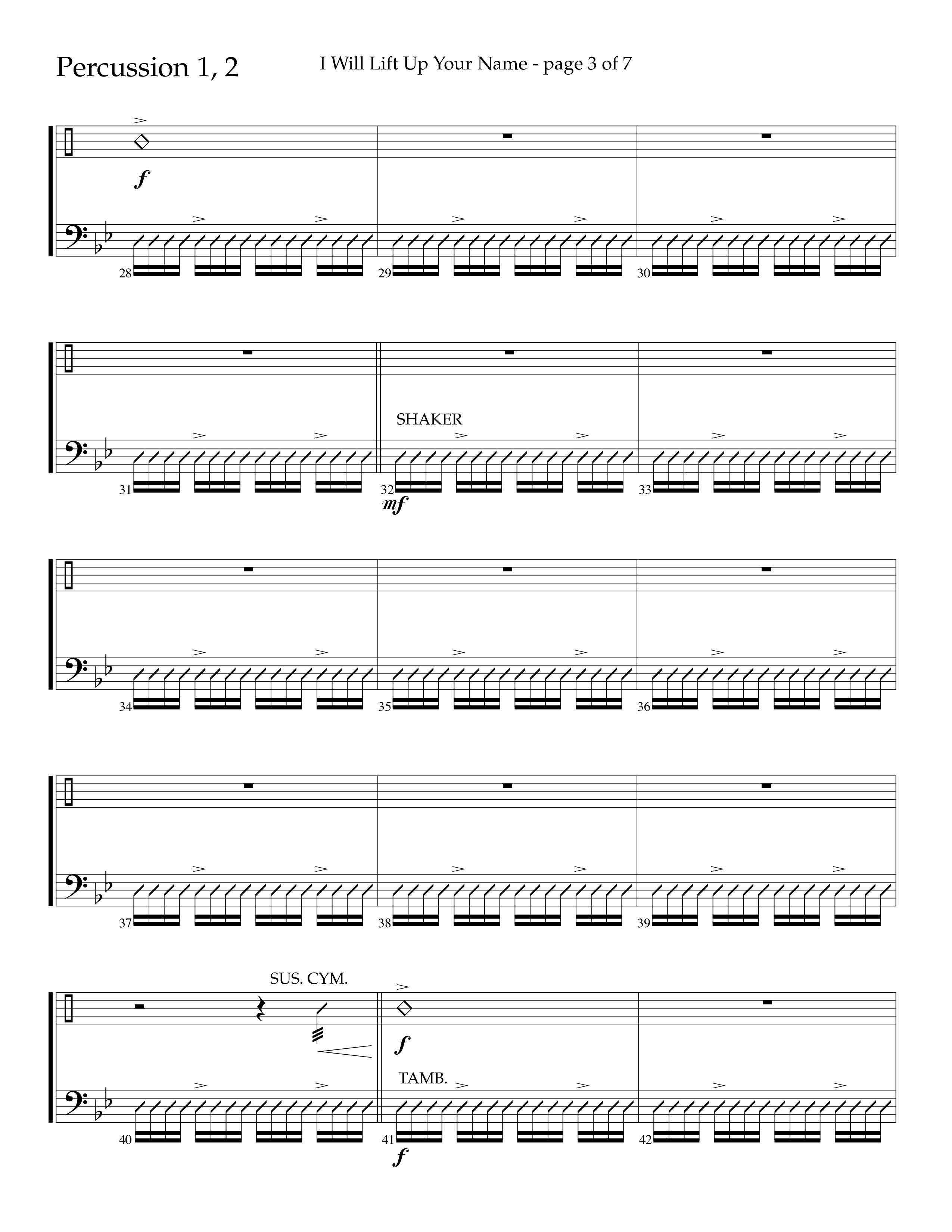 I Will Lift Up Your Name (Choral Anthem SATB) Percussion 1/2 (Lifeway Choral / Arr. John Bolin / Orch. Cliff Duren)