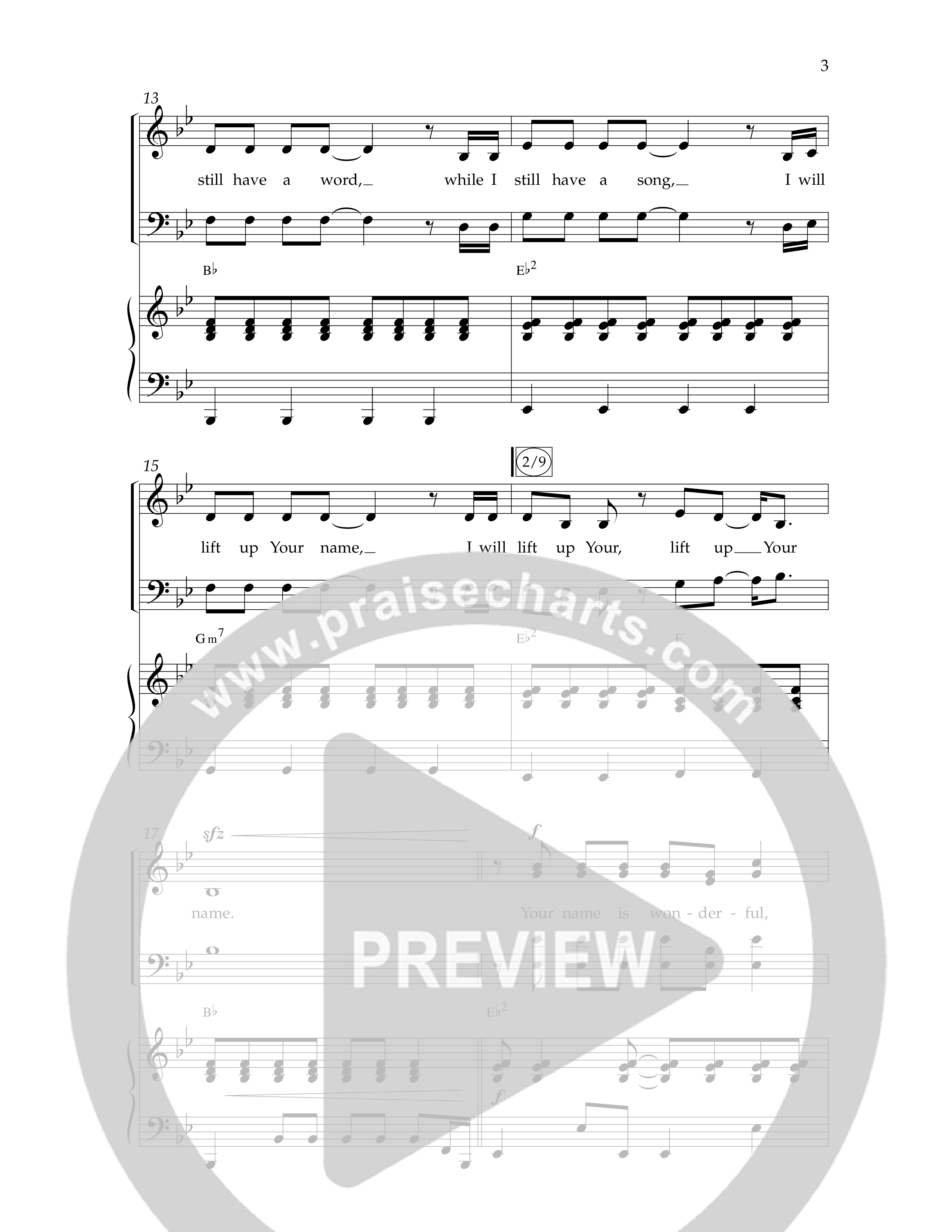 I Will Lift Up Your Name (Choral Anthem SATB) Anthem (SATB/Piano) (Lifeway Choral / Arr. John Bolin / Orch. Cliff Duren)