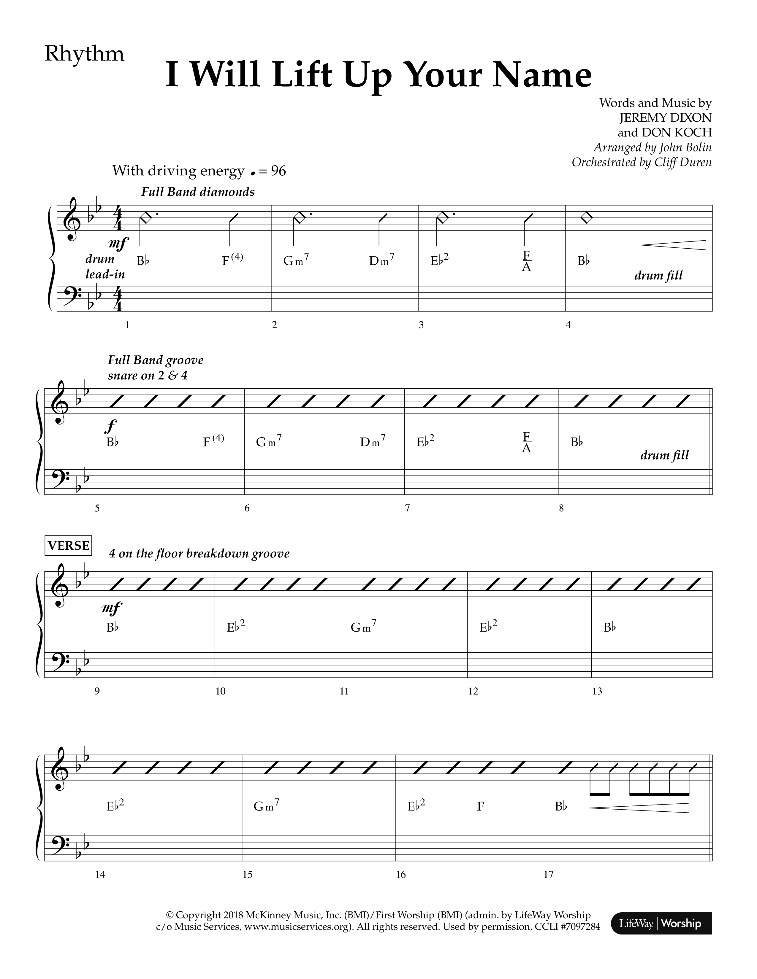 I Will Lift Up Your Name (Choral Anthem SATB) Lead Melody & Rhythm (Lifeway Choral / Arr. John Bolin / Orch. Cliff Duren)