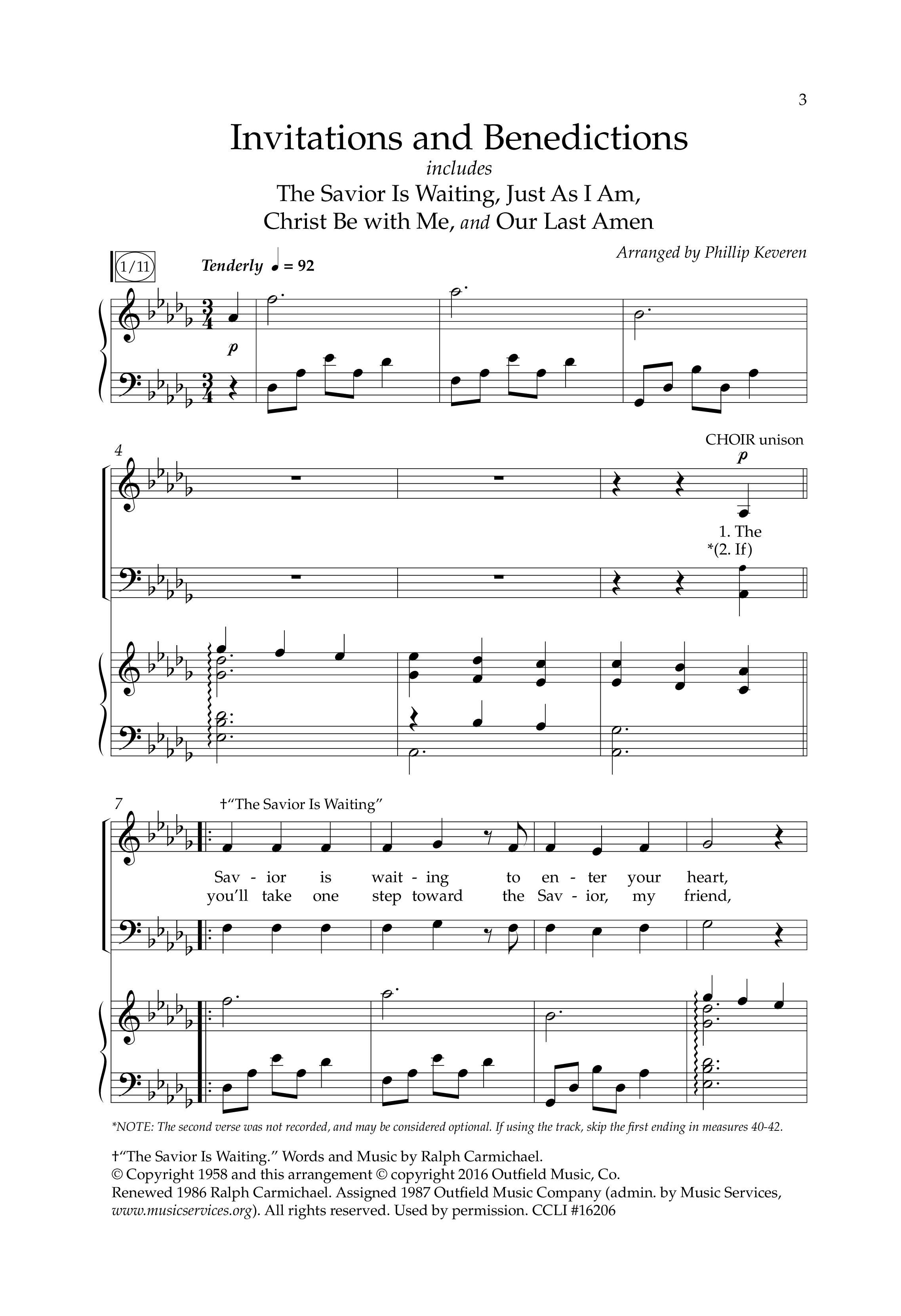 Invitations And Benedictions (Choral Anthem SATB) Anthem (SATB/Piano) (Lifeway Choral / Arr. Phillip Keveren)