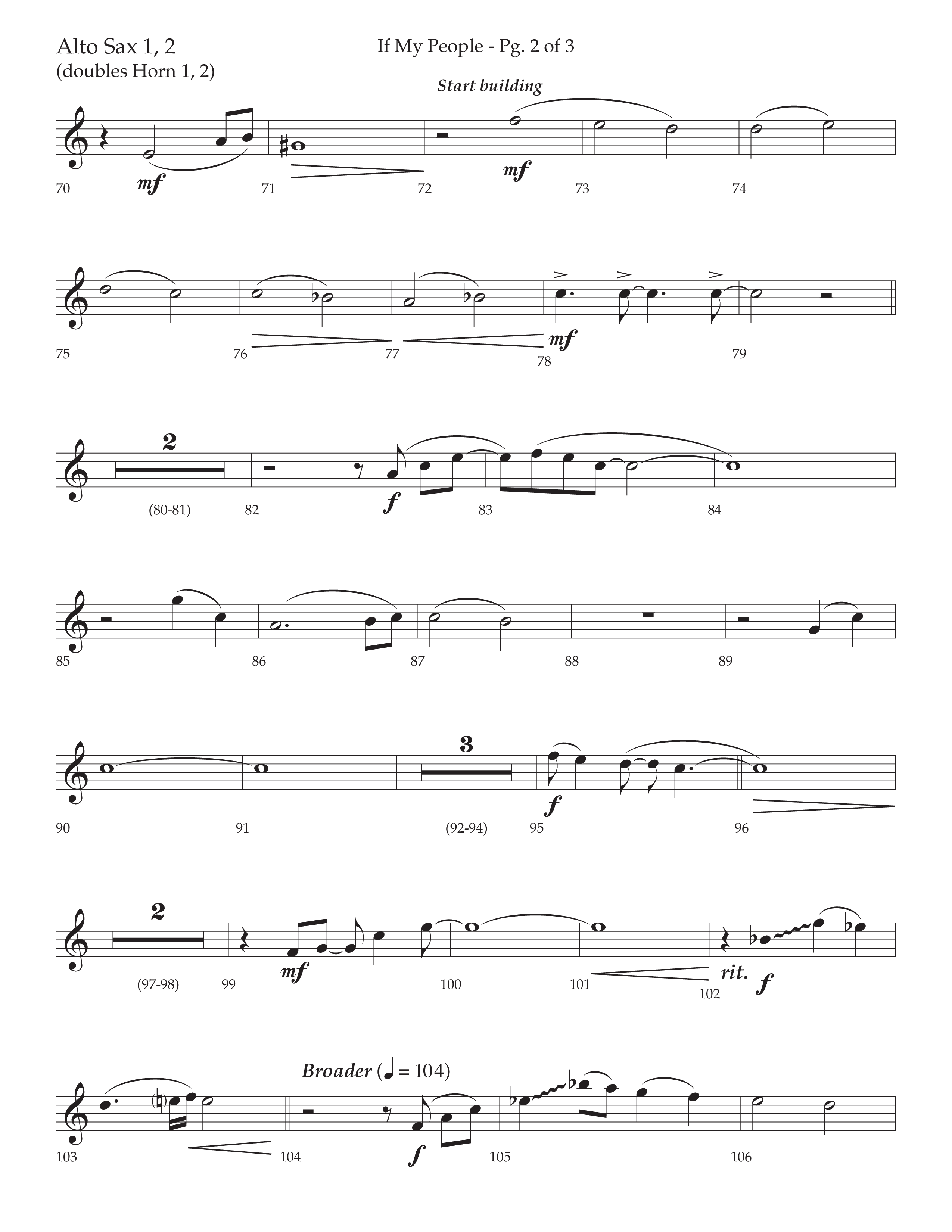If My People (Choral Anthem SATB) Alto Sax 1/2 (Lifeway Choral / Arr. David Wise / Orch. David Shipps)
