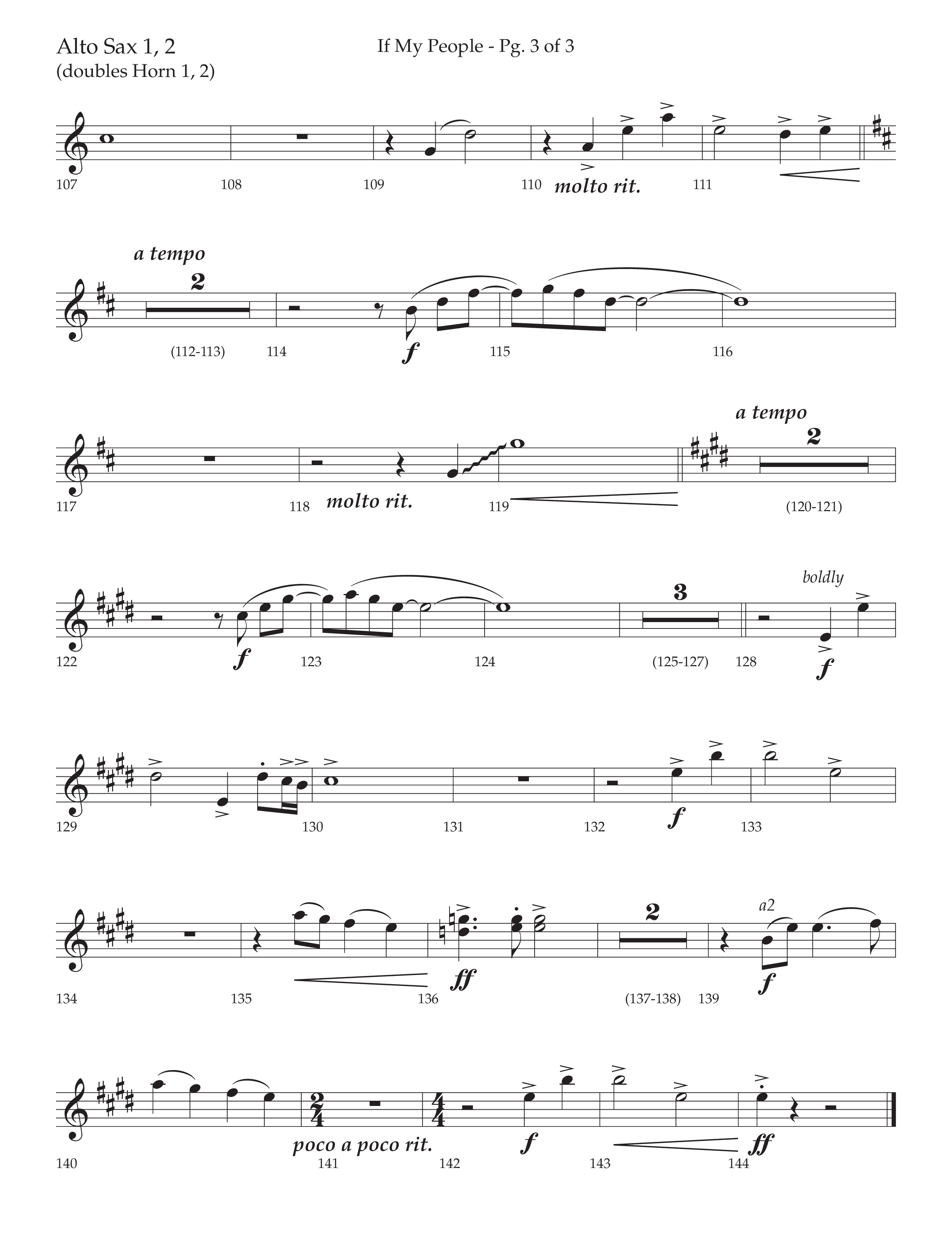 If My People (Choral Anthem SATB) Alto Sax 1/2 (Lifeway Choral / Arr. David Wise / Orch. David Shipps)