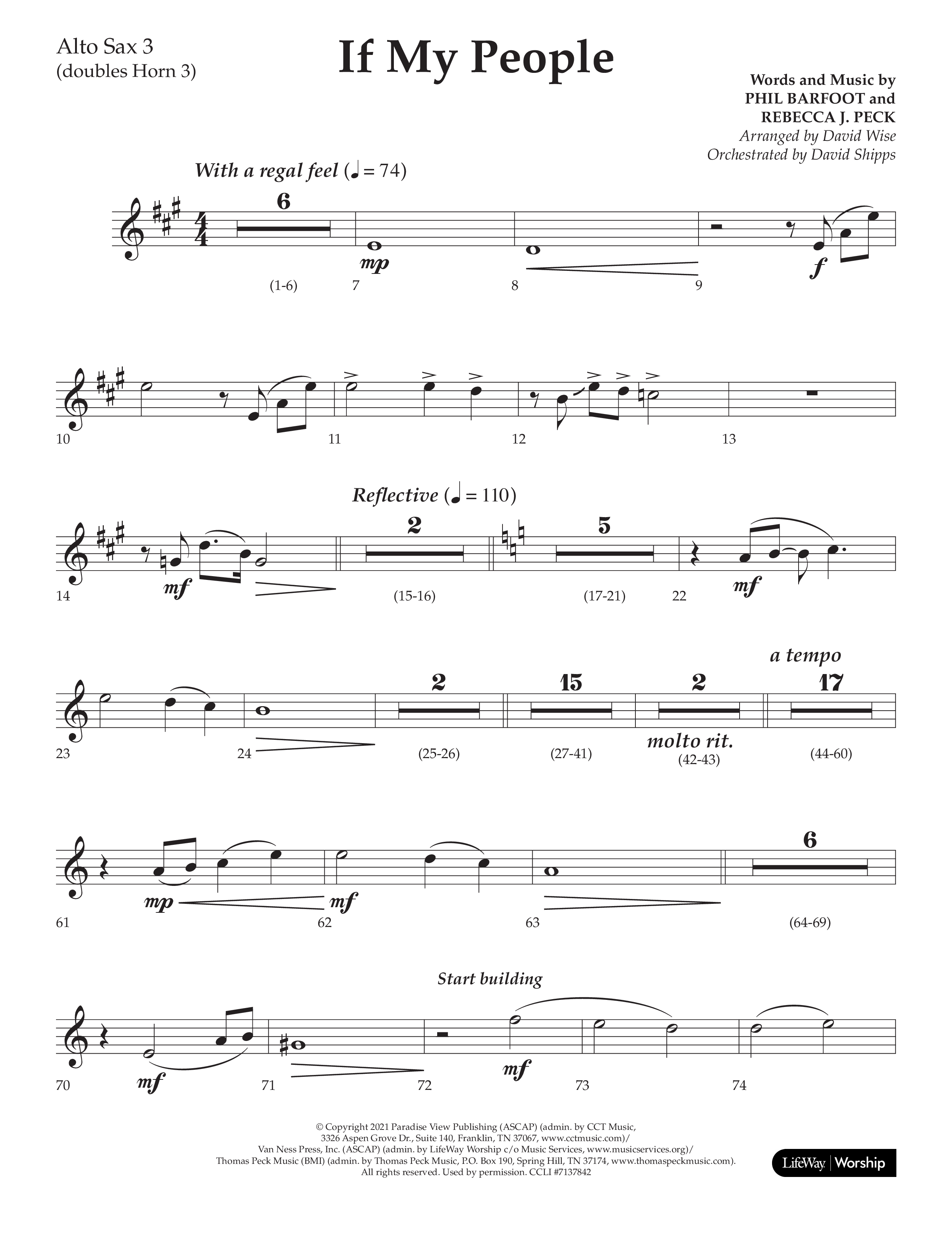 If My People (Choral Anthem SATB) Alto Sax (Lifeway Choral / Arr. David Wise / Orch. David Shipps)