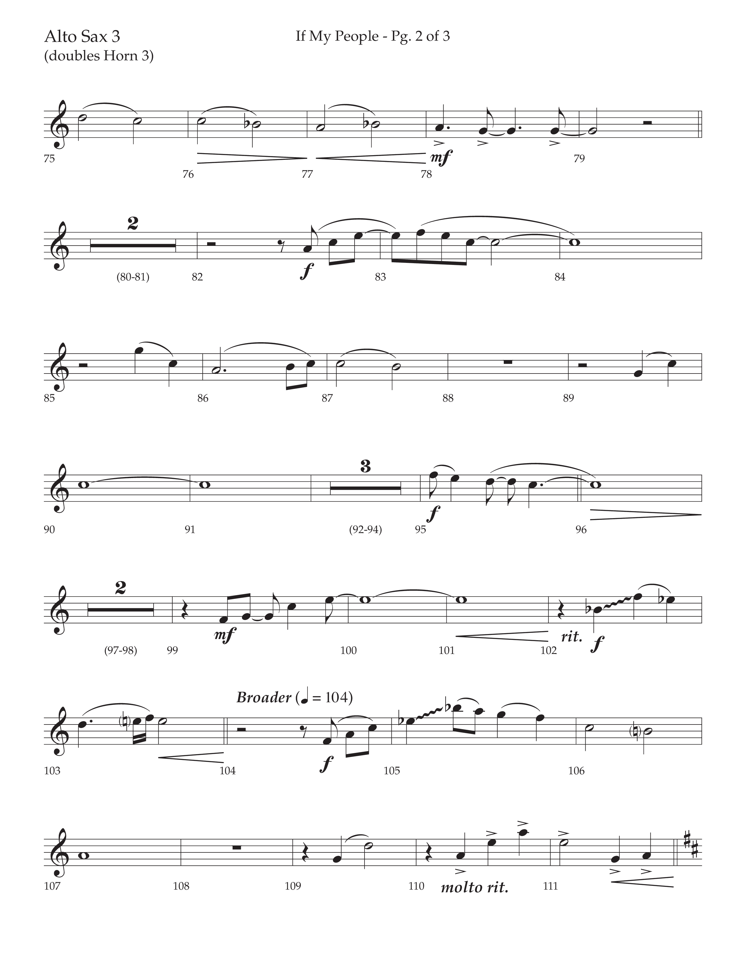 If My People (Choral Anthem SATB) Alto Sax (Lifeway Choral / Arr. David Wise / Orch. David Shipps)