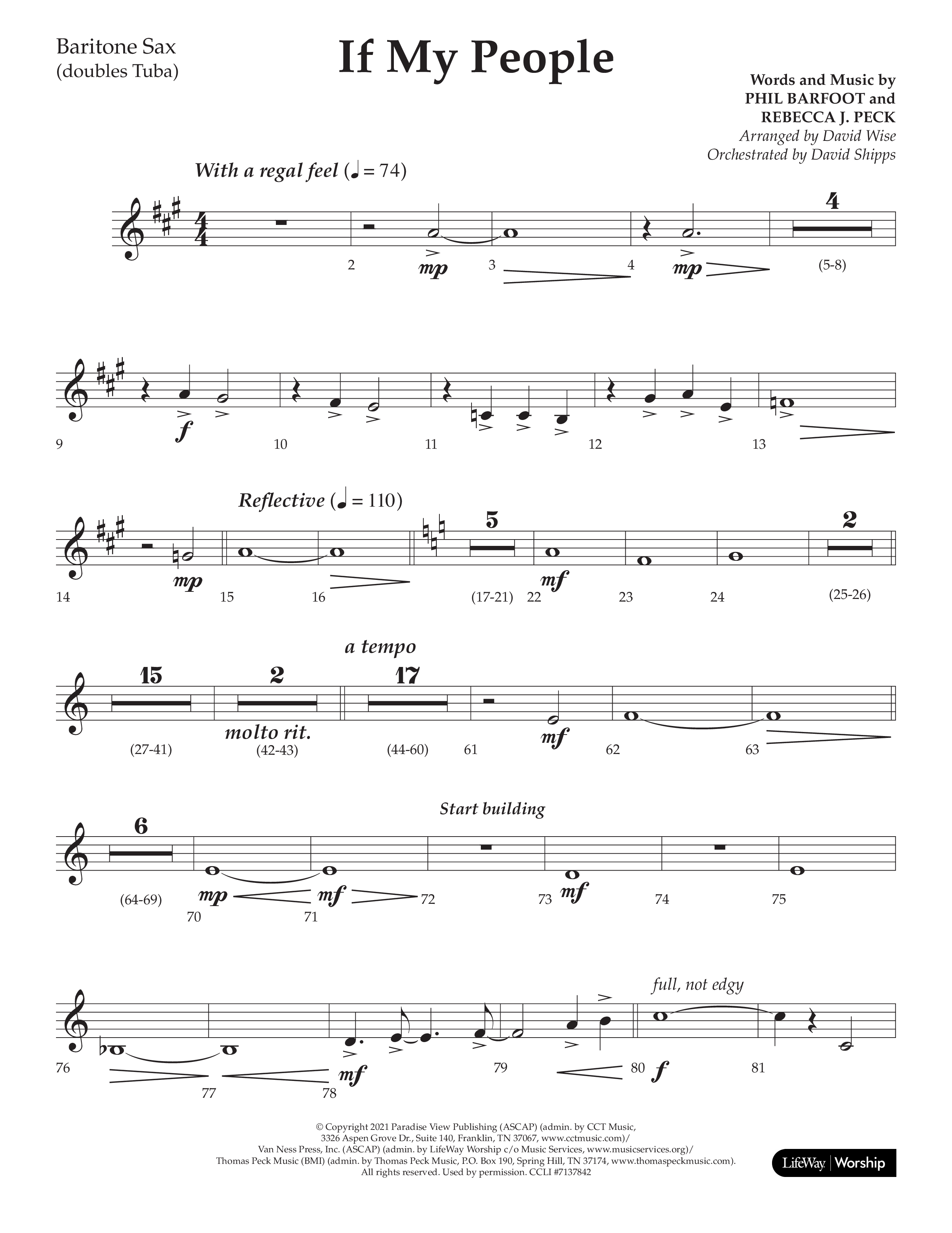 If My People (Choral Anthem SATB) Bari Sax (Lifeway Choral / Arr. David Wise / Orch. David Shipps)