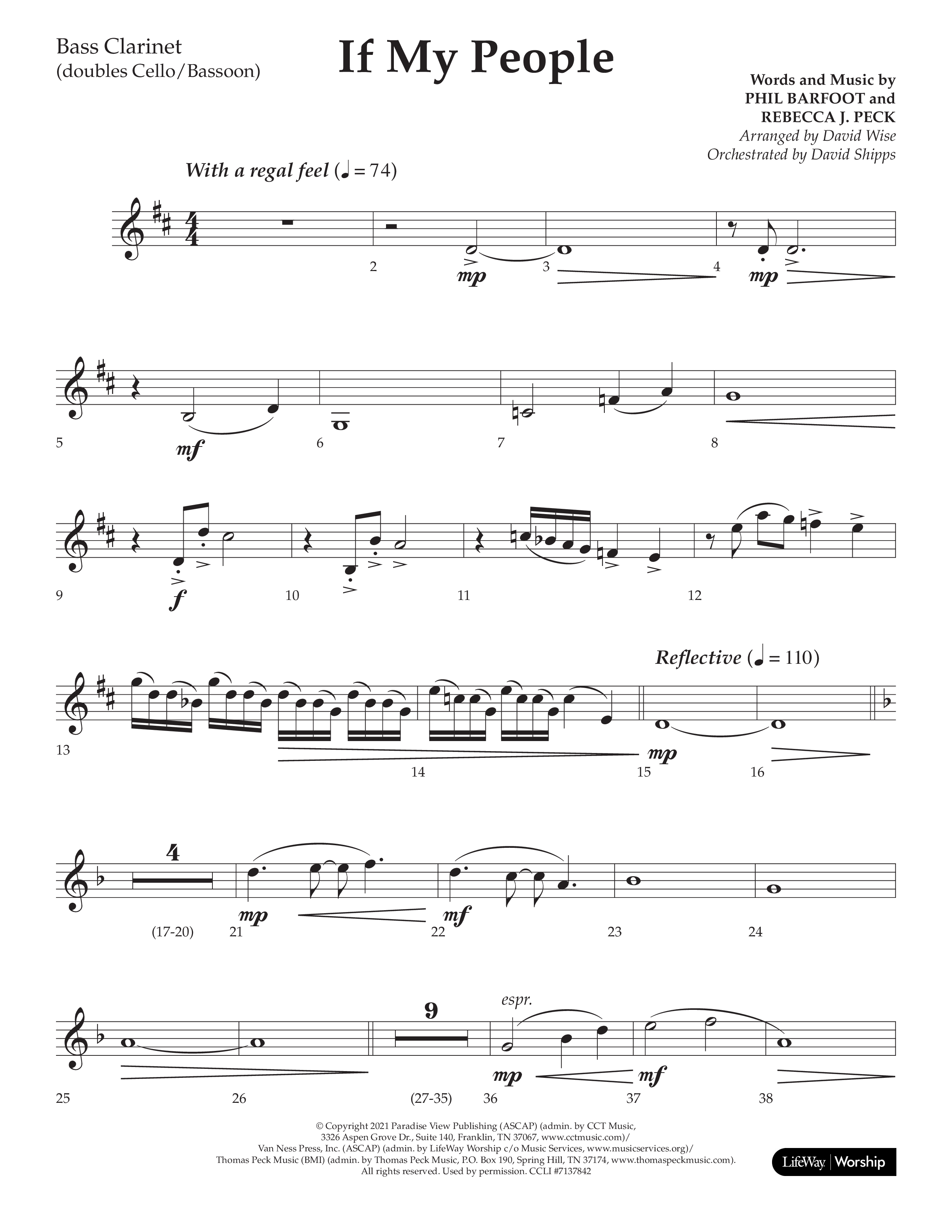 If My People (Choral Anthem SATB) Bass Clarinet (Lifeway Choral / Arr. David Wise / Orch. David Shipps)