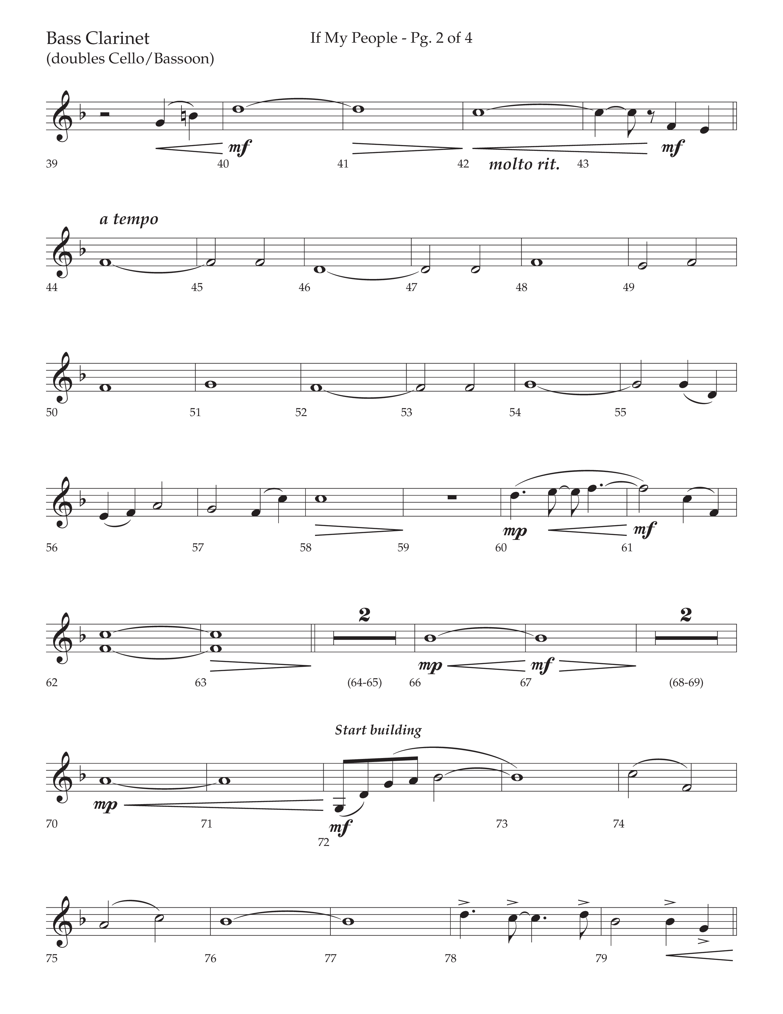 If My People (Choral Anthem SATB) Bass Clarinet (Lifeway Choral / Arr. David Wise / Orch. David Shipps)