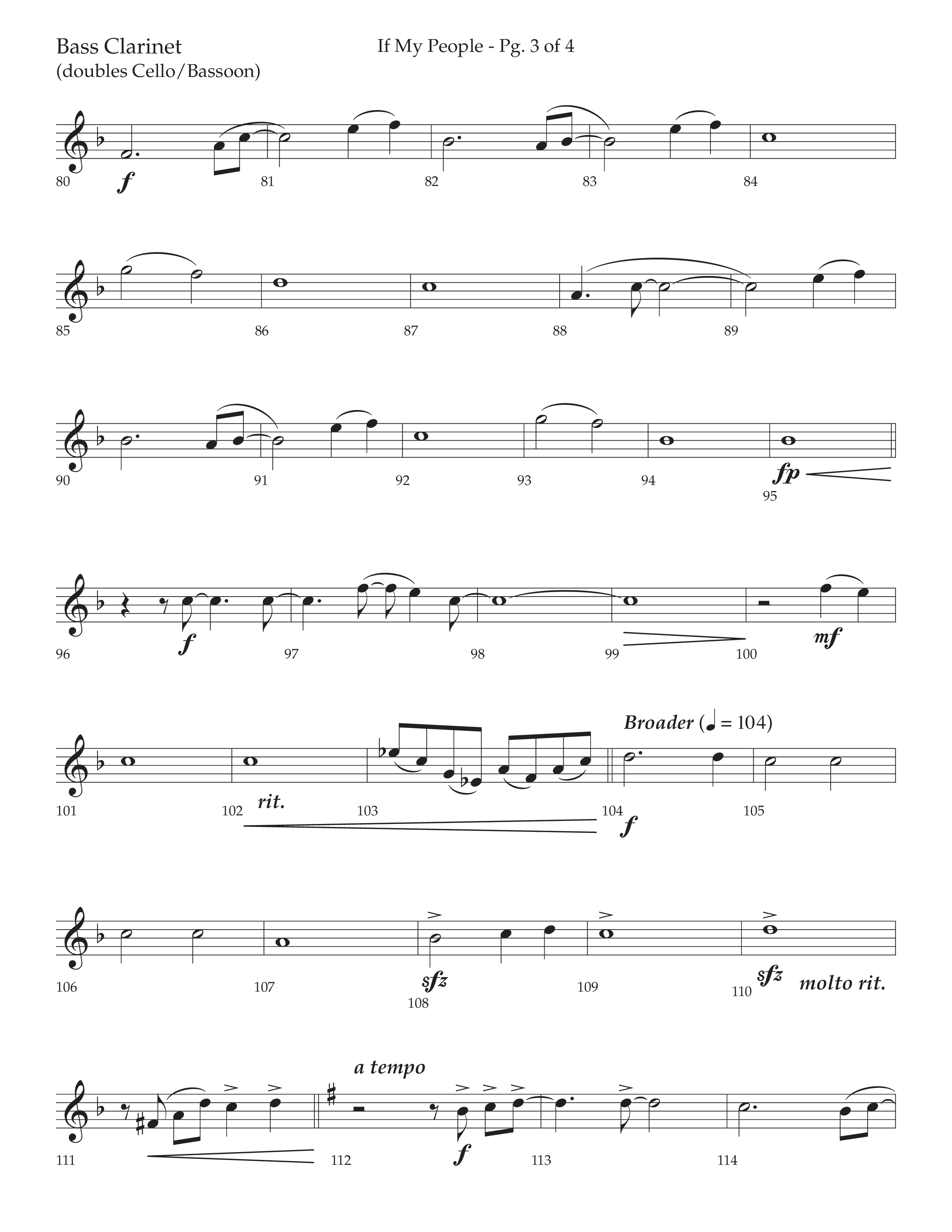 If My People (Choral Anthem SATB) Bass Clarinet (Lifeway Choral / Arr. David Wise / Orch. David Shipps)
