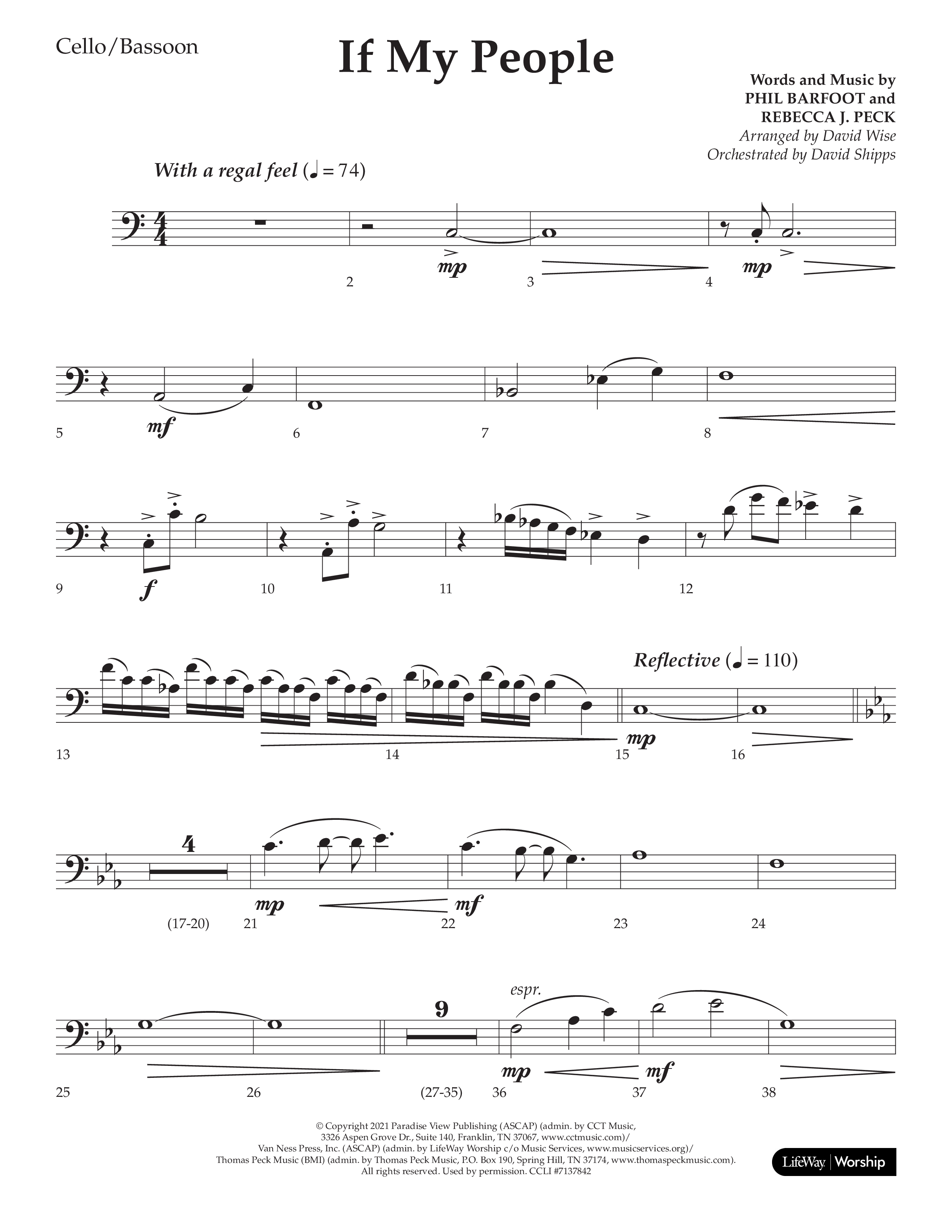 If My People (Choral Anthem SATB) Cello (Lifeway Choral / Arr. David Wise / Orch. David Shipps)