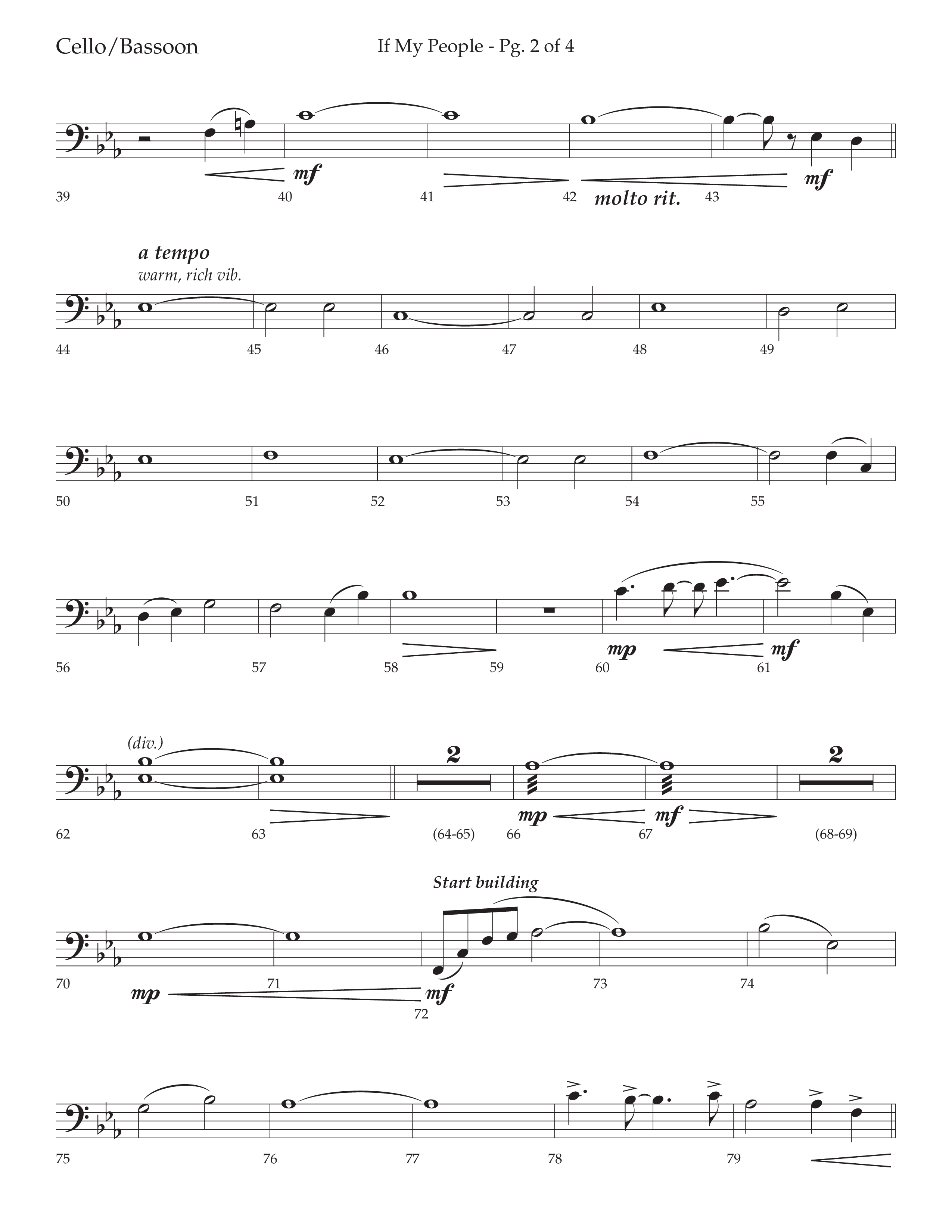 If My People (Choral Anthem SATB) Cello (Lifeway Choral / Arr. David Wise / Orch. David Shipps)