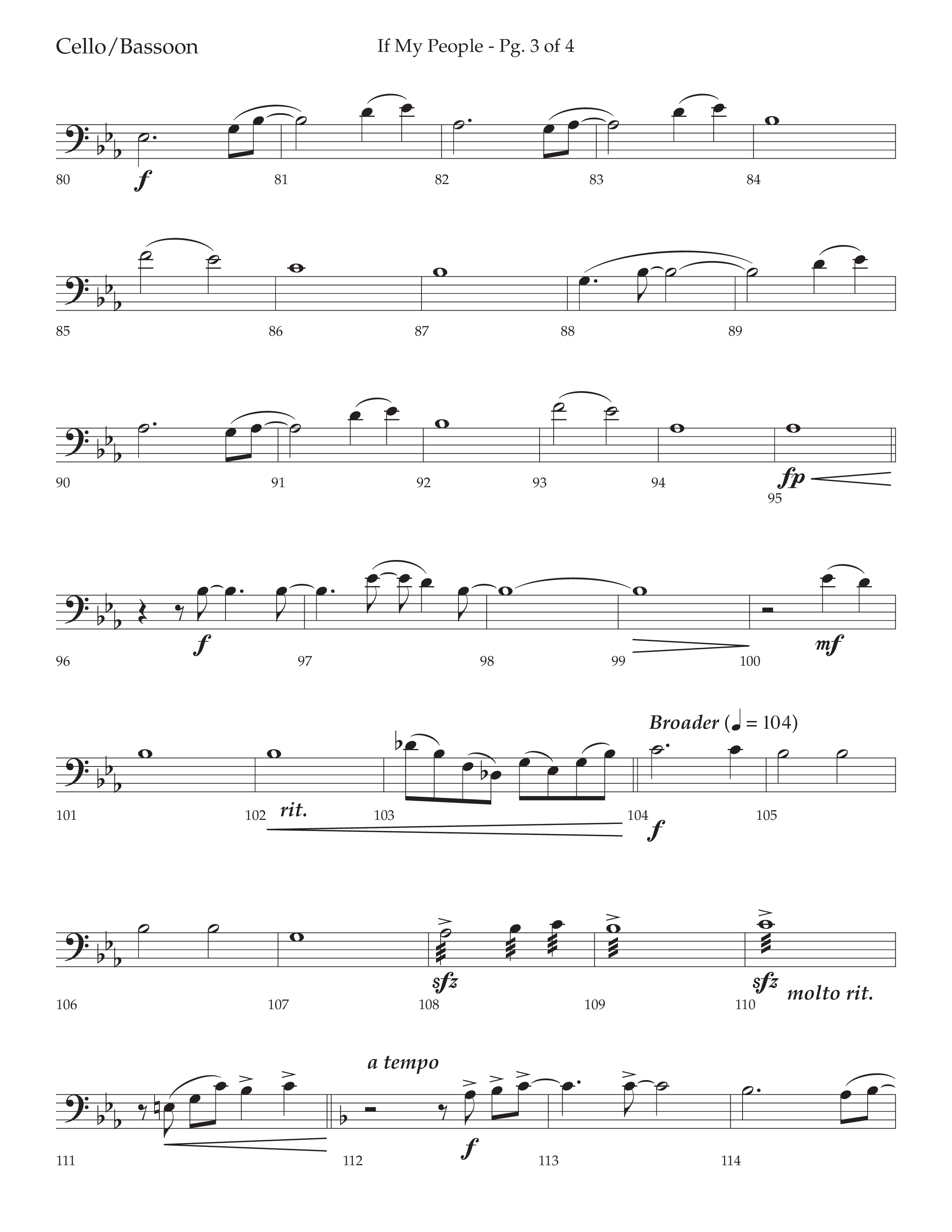 If My People (Choral Anthem SATB) Cello (Lifeway Choral / Arr. David Wise / Orch. David Shipps)