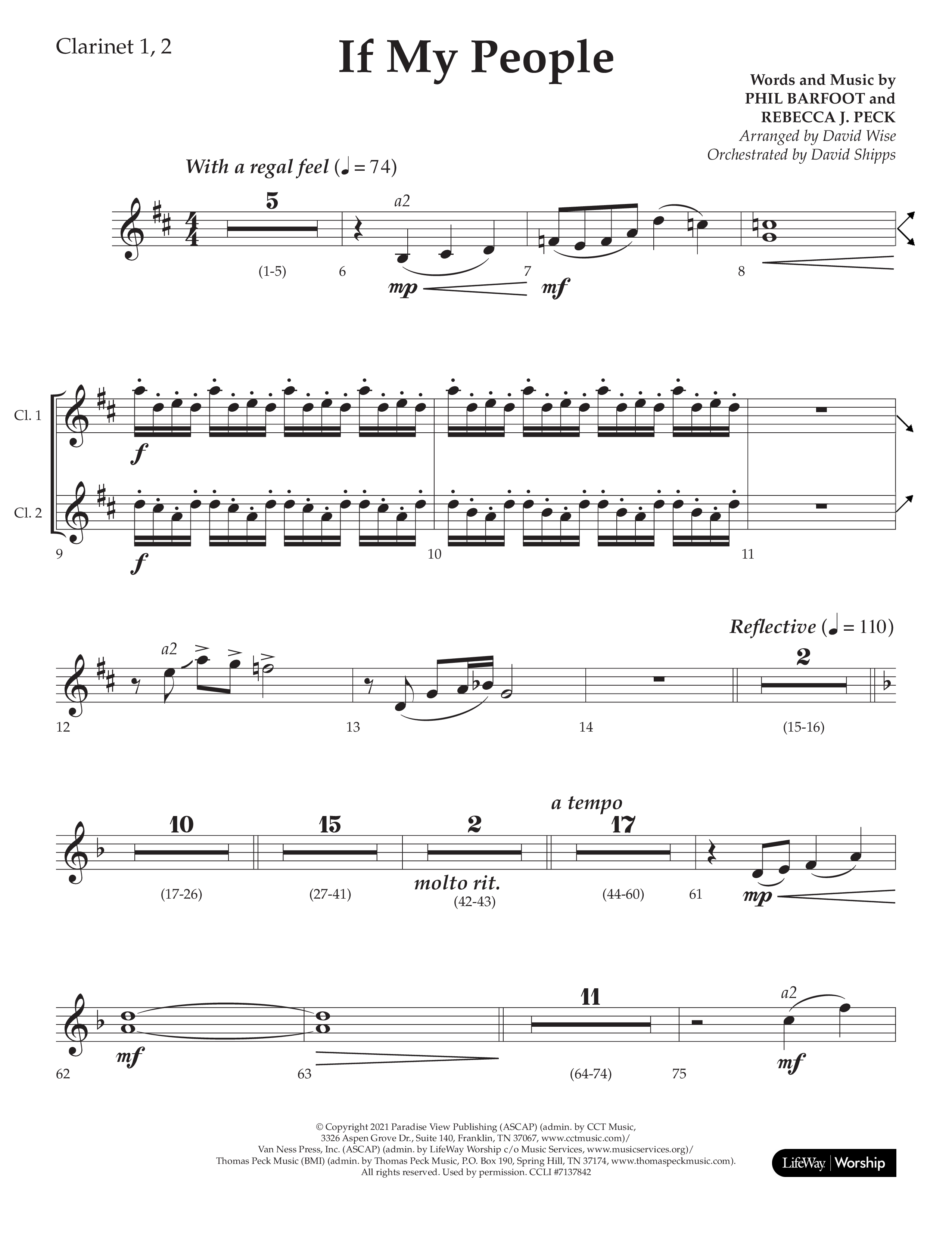 If My People (Choral Anthem SATB) Clarinet 1/2 (Lifeway Choral / Arr. David Wise / Orch. David Shipps)
