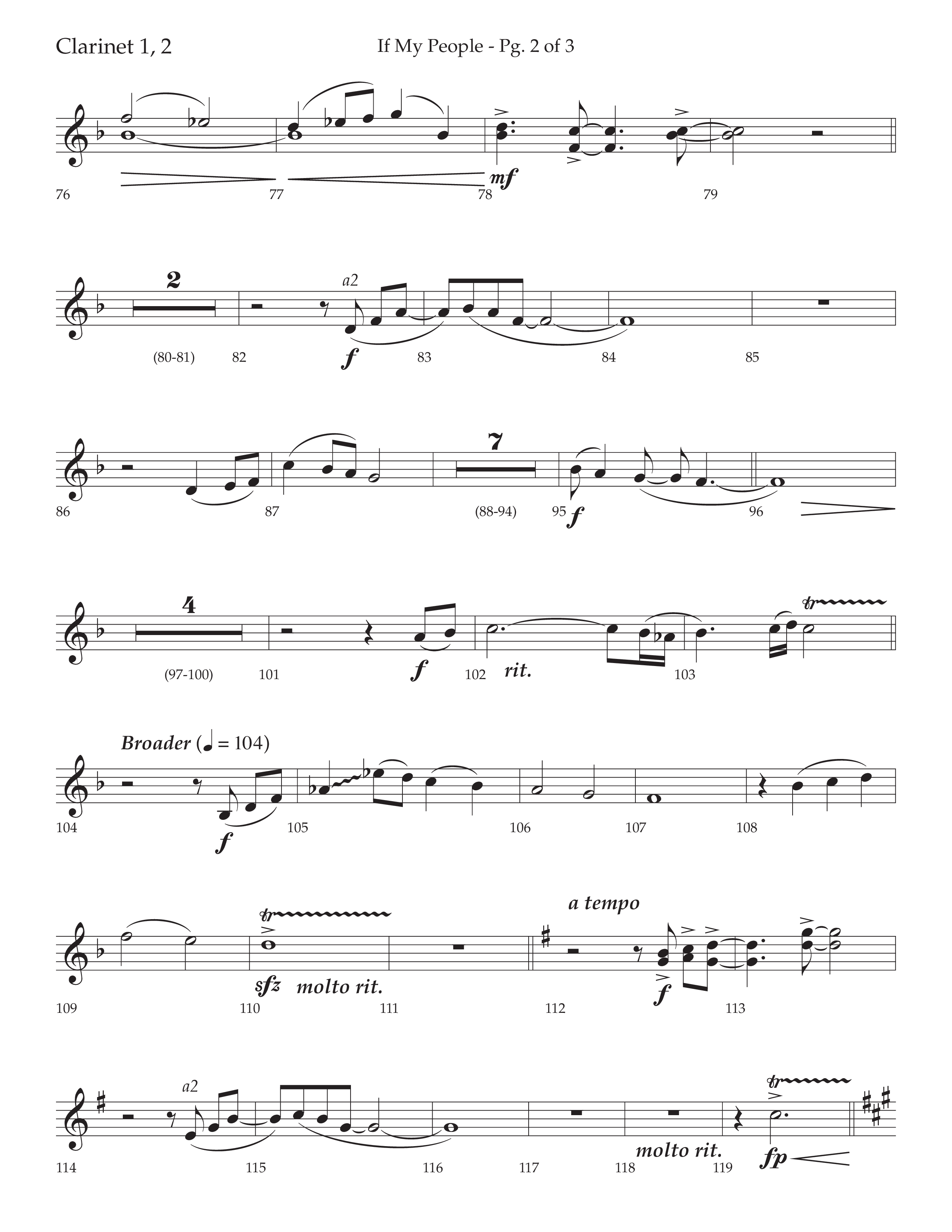 If My People (Choral Anthem SATB) Clarinet 1/2 (Lifeway Choral / Arr. David Wise / Orch. David Shipps)