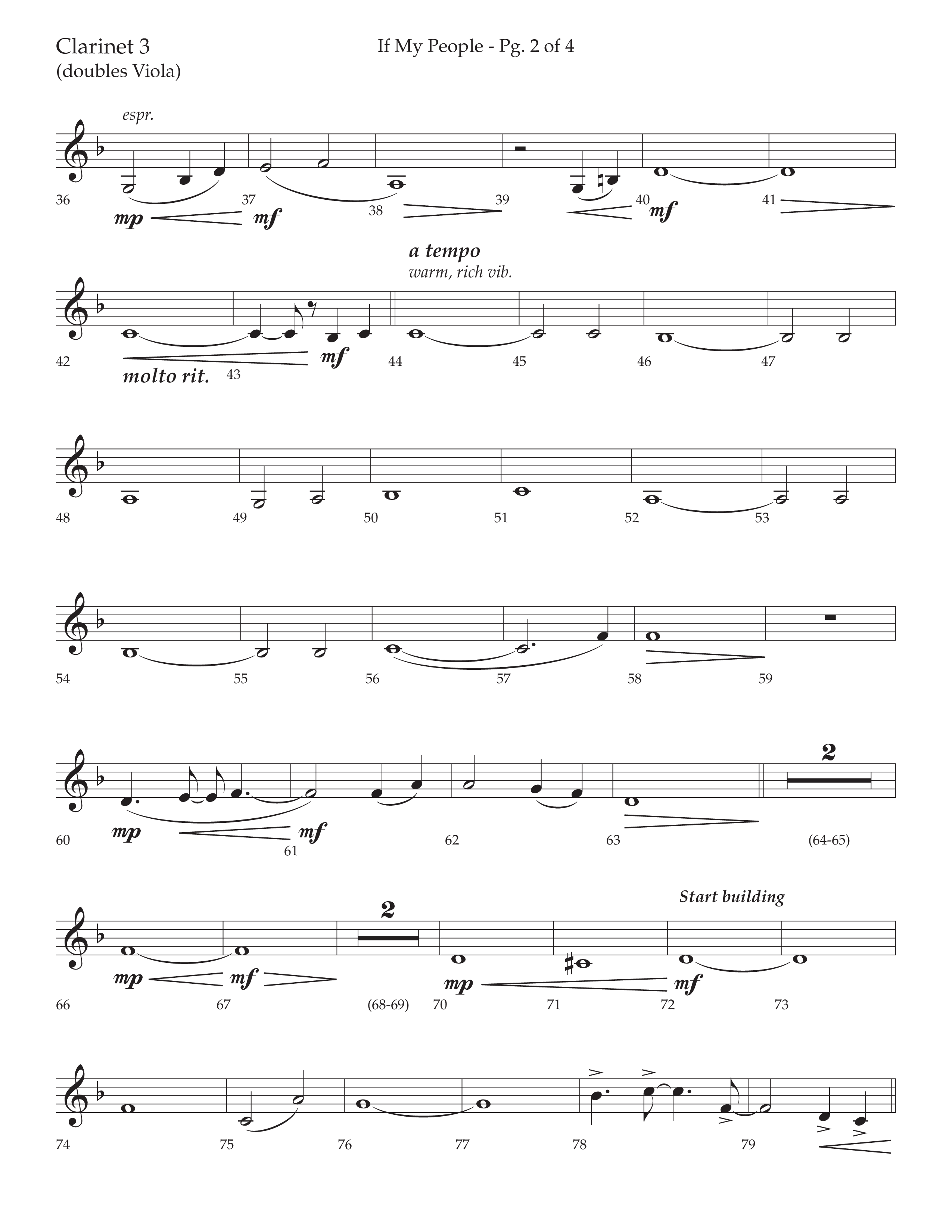 If My People (Choral Anthem SATB) Clarinet 3 (Lifeway Choral / Arr. David Wise / Orch. David Shipps)