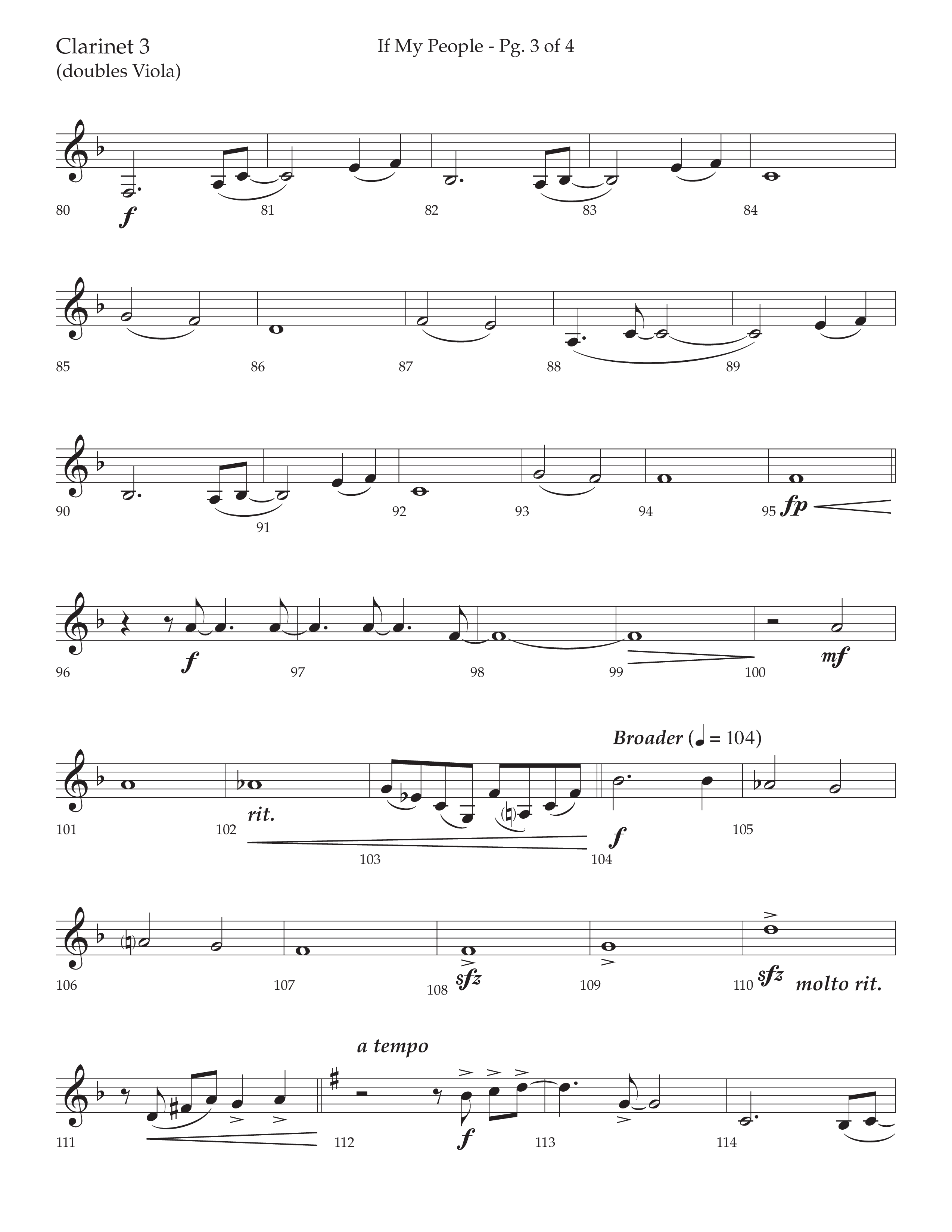 If My People (Choral Anthem SATB) Clarinet 3 (Lifeway Choral / Arr. David Wise / Orch. David Shipps)