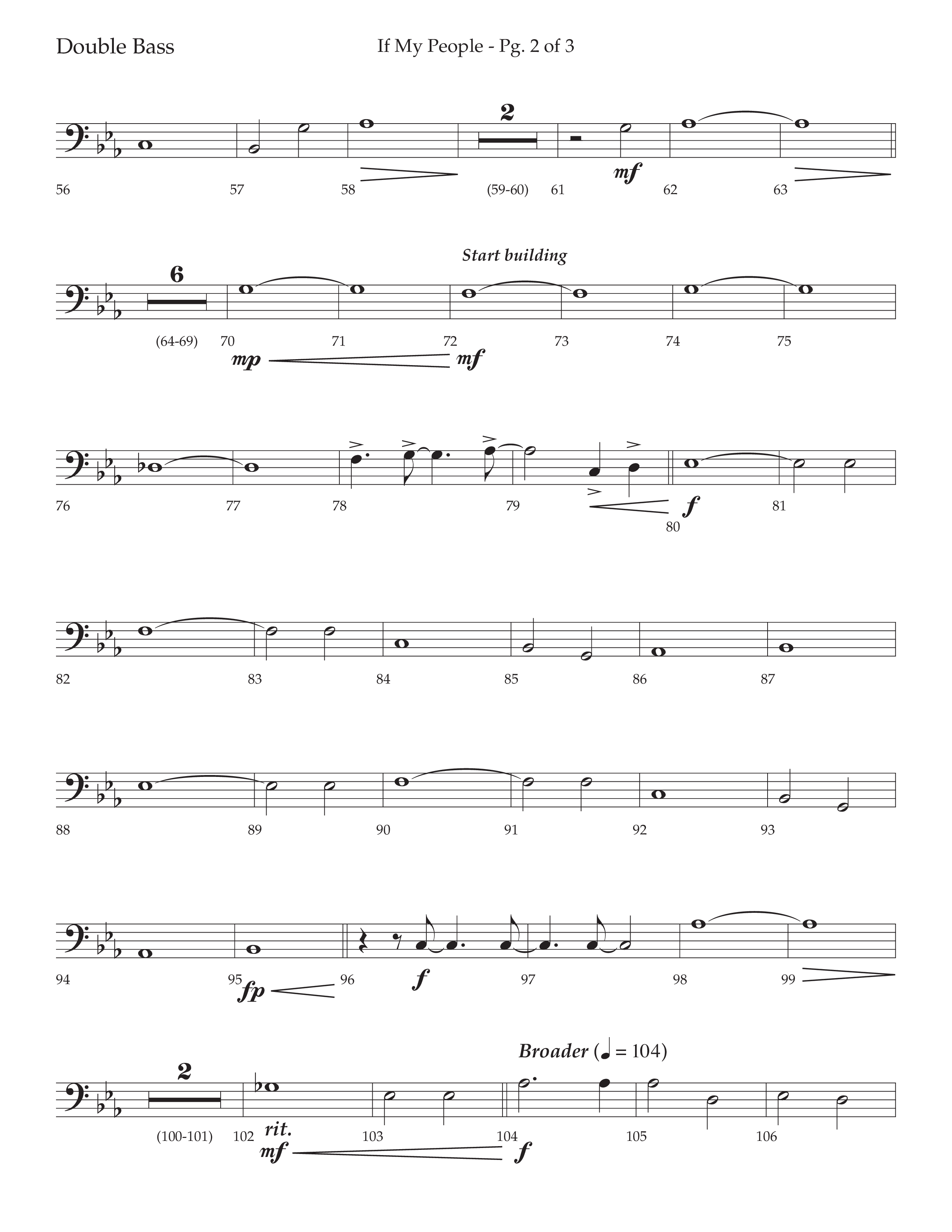 If My People (Choral Anthem SATB) Double Bass (Lifeway Choral / Arr. David Wise / Orch. David Shipps)