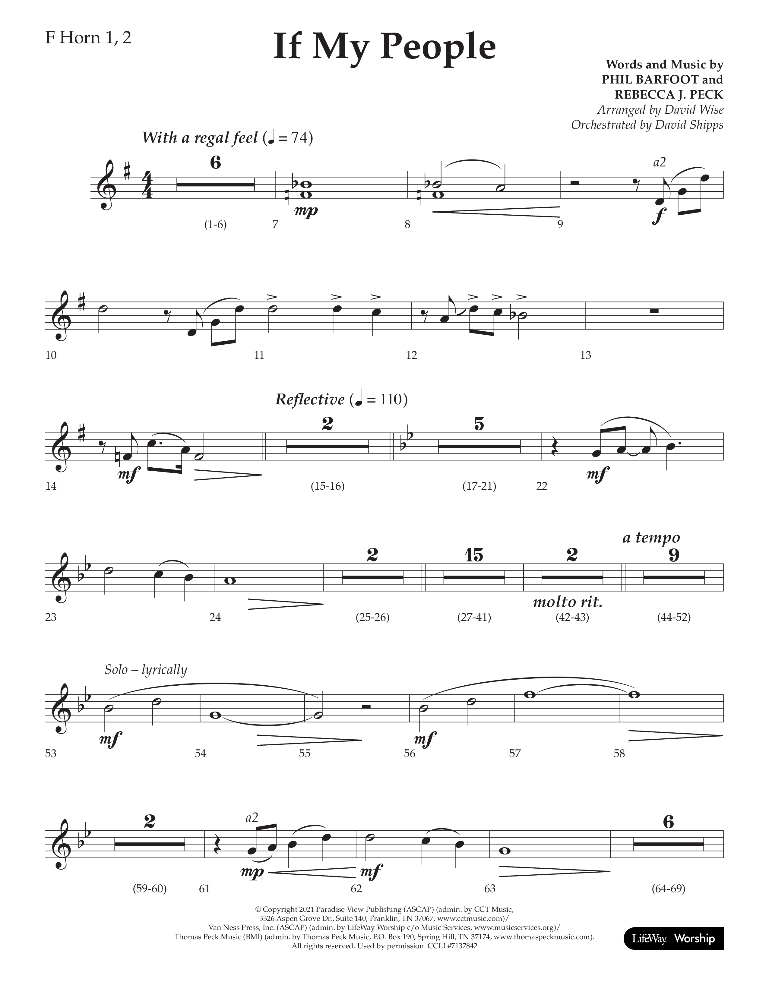 If My People (Choral Anthem SATB) French Horn 1/2 (Lifeway Choral / Arr. David Wise / Orch. David Shipps)
