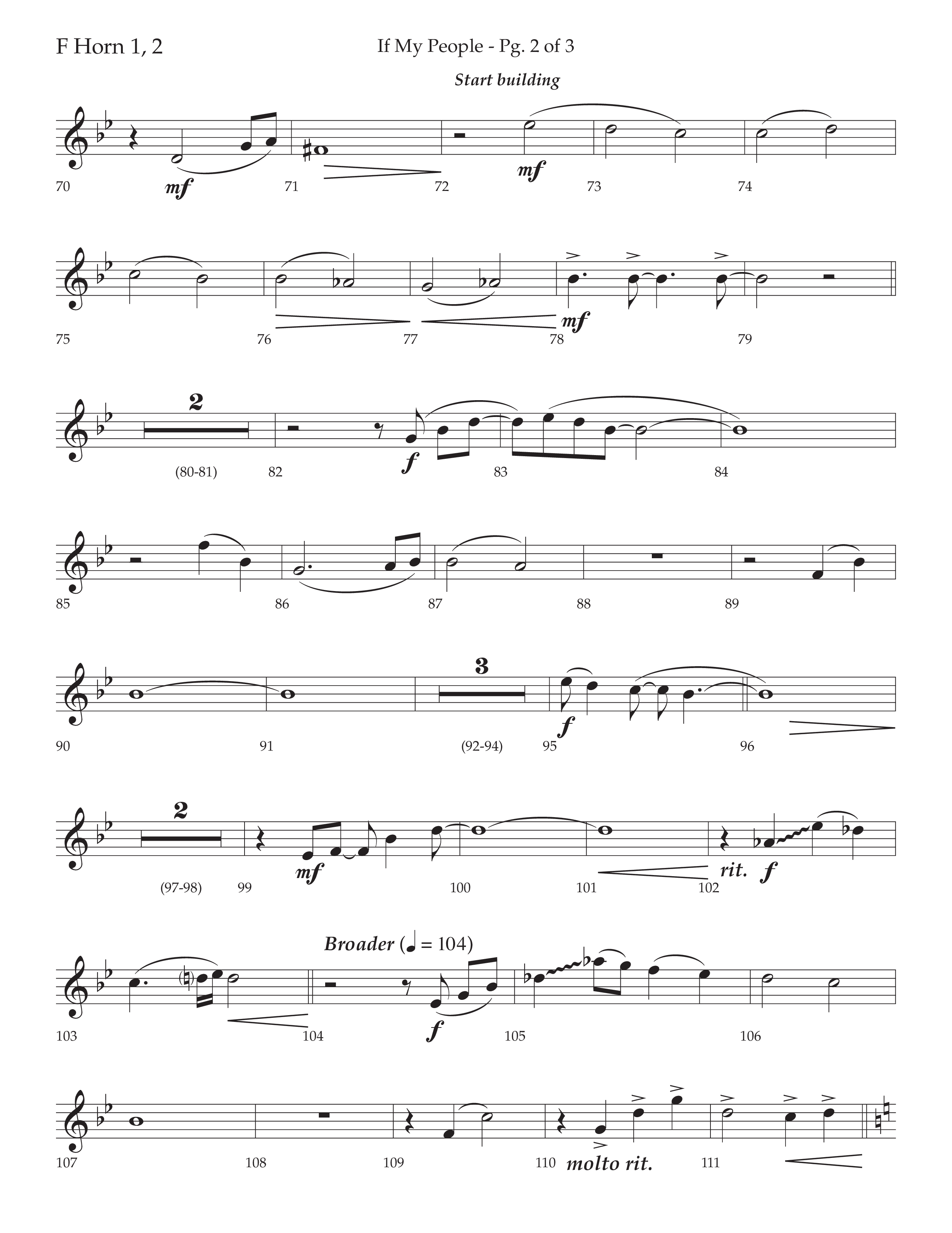 If My People (Choral Anthem SATB) French Horn 1/2 (Lifeway Choral / Arr. David Wise / Orch. David Shipps)