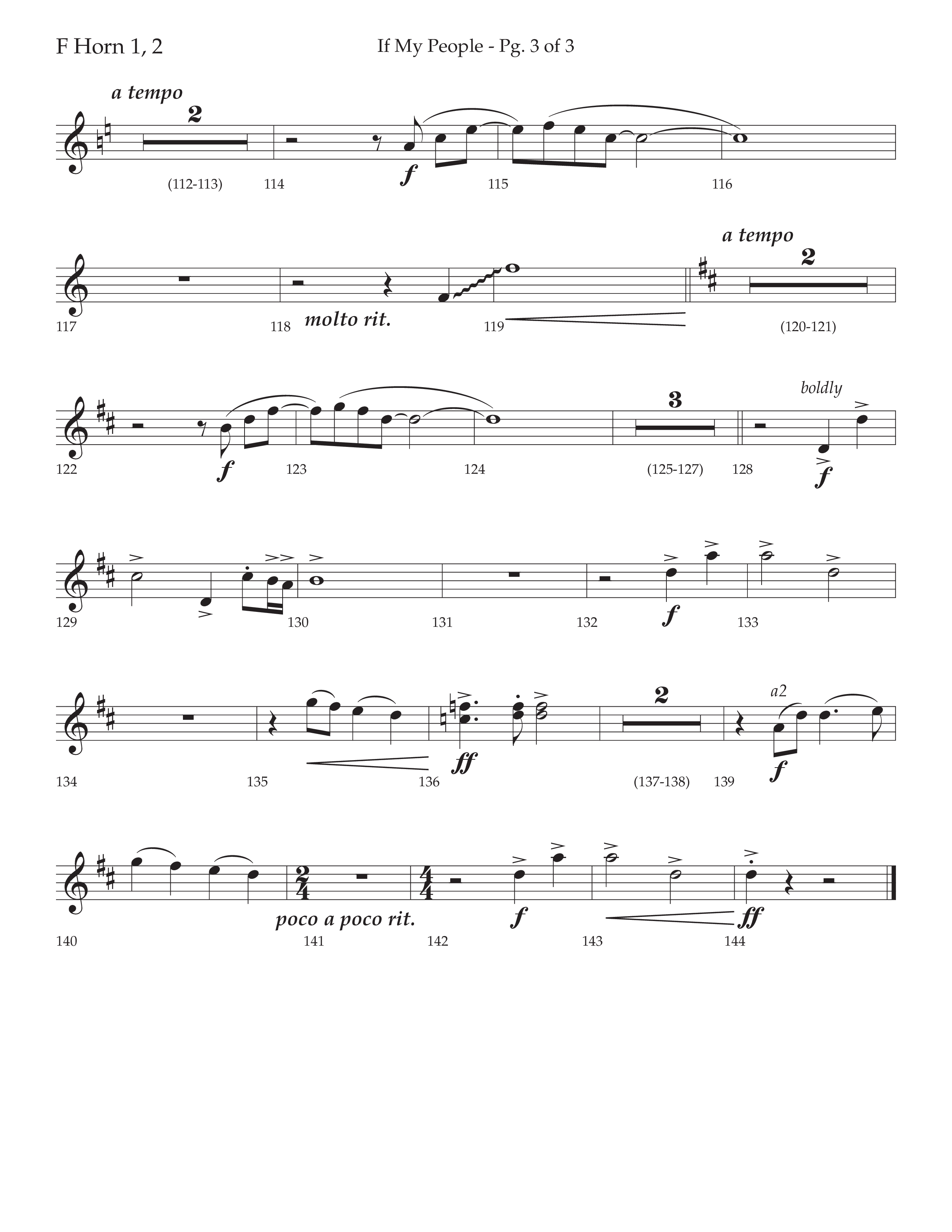If My People (Choral Anthem SATB) French Horn 1/2 (Lifeway Choral / Arr. David Wise / Orch. David Shipps)