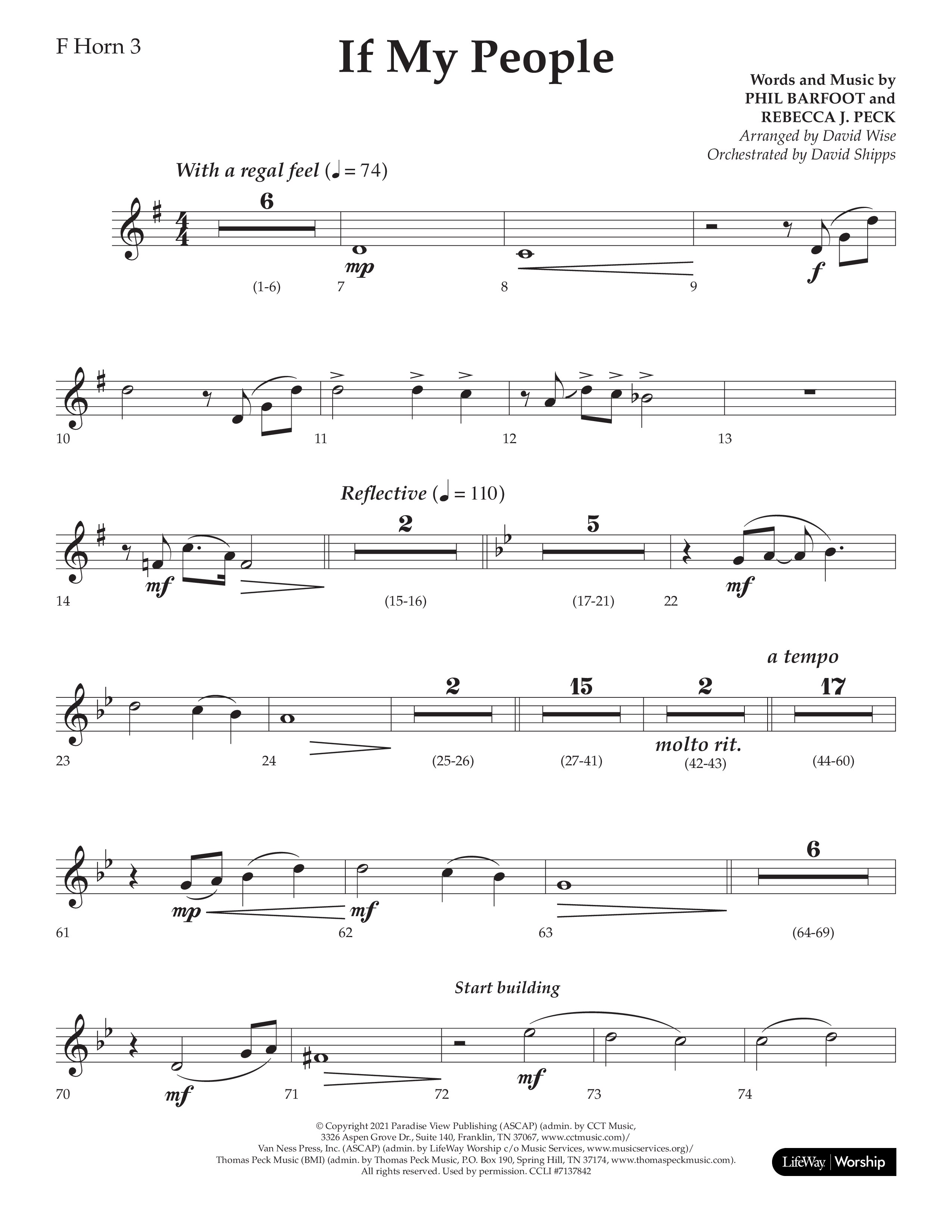 If My People (Choral Anthem SATB) French Horn 3 (Lifeway Choral / Arr. David Wise / Orch. David Shipps)